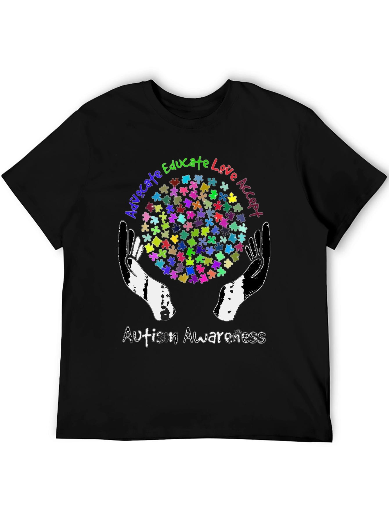 Black Autism Awareness T-Shirt Advocate Educate Love view 5