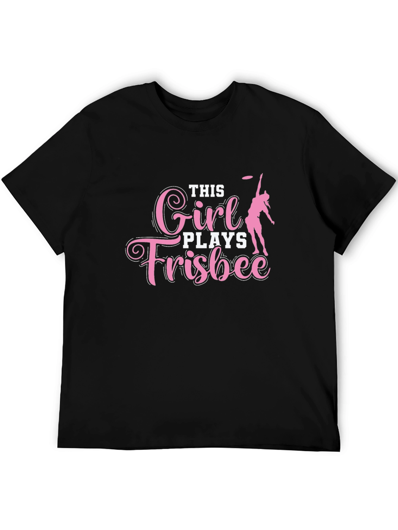 Black This Girl Plays Frisbee T-Shirt view 5