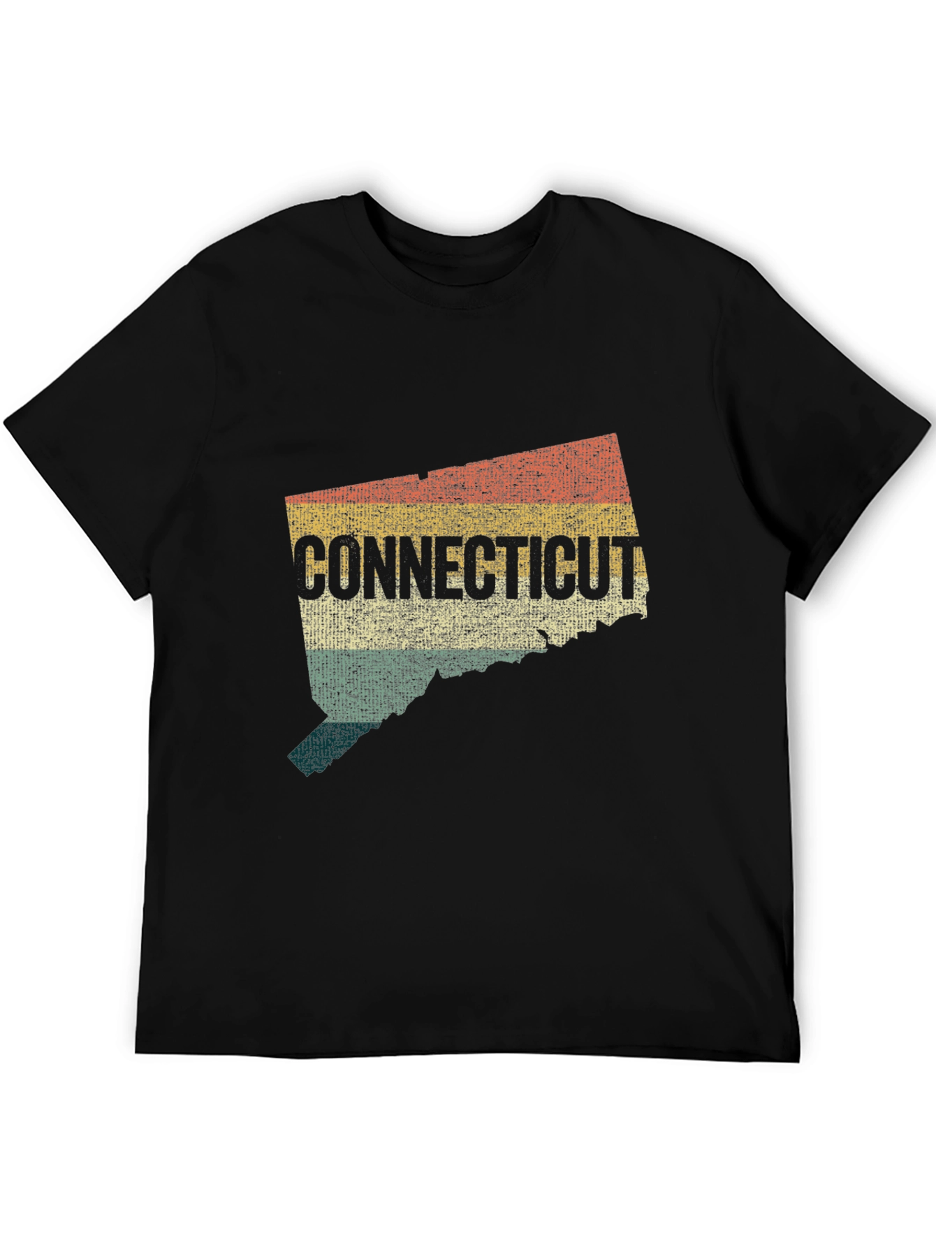 Black Retro Connecticut State Map Graphic T-Shirt view 5