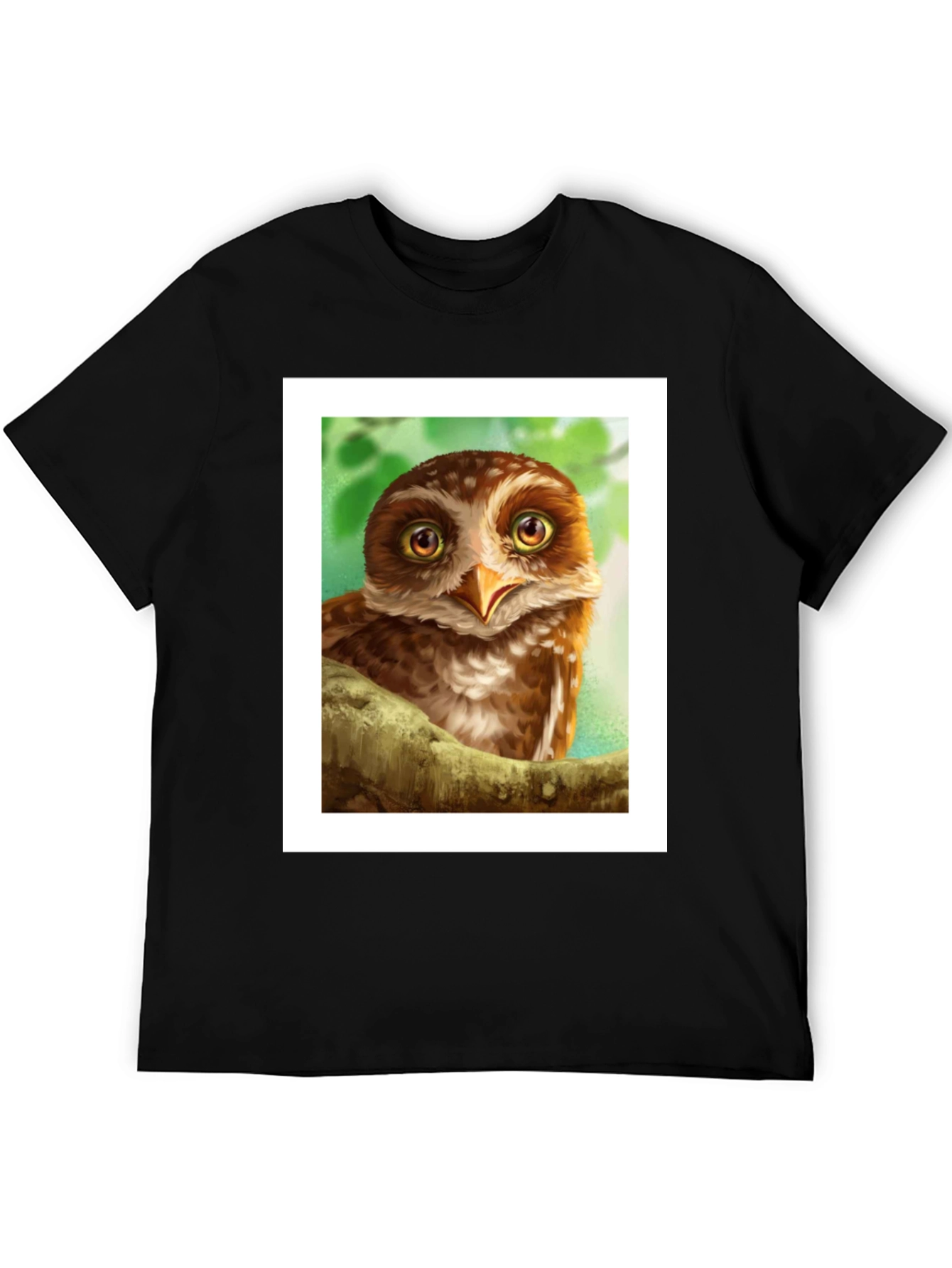 Black Owl Graphic Print Black T-Shirt view 5