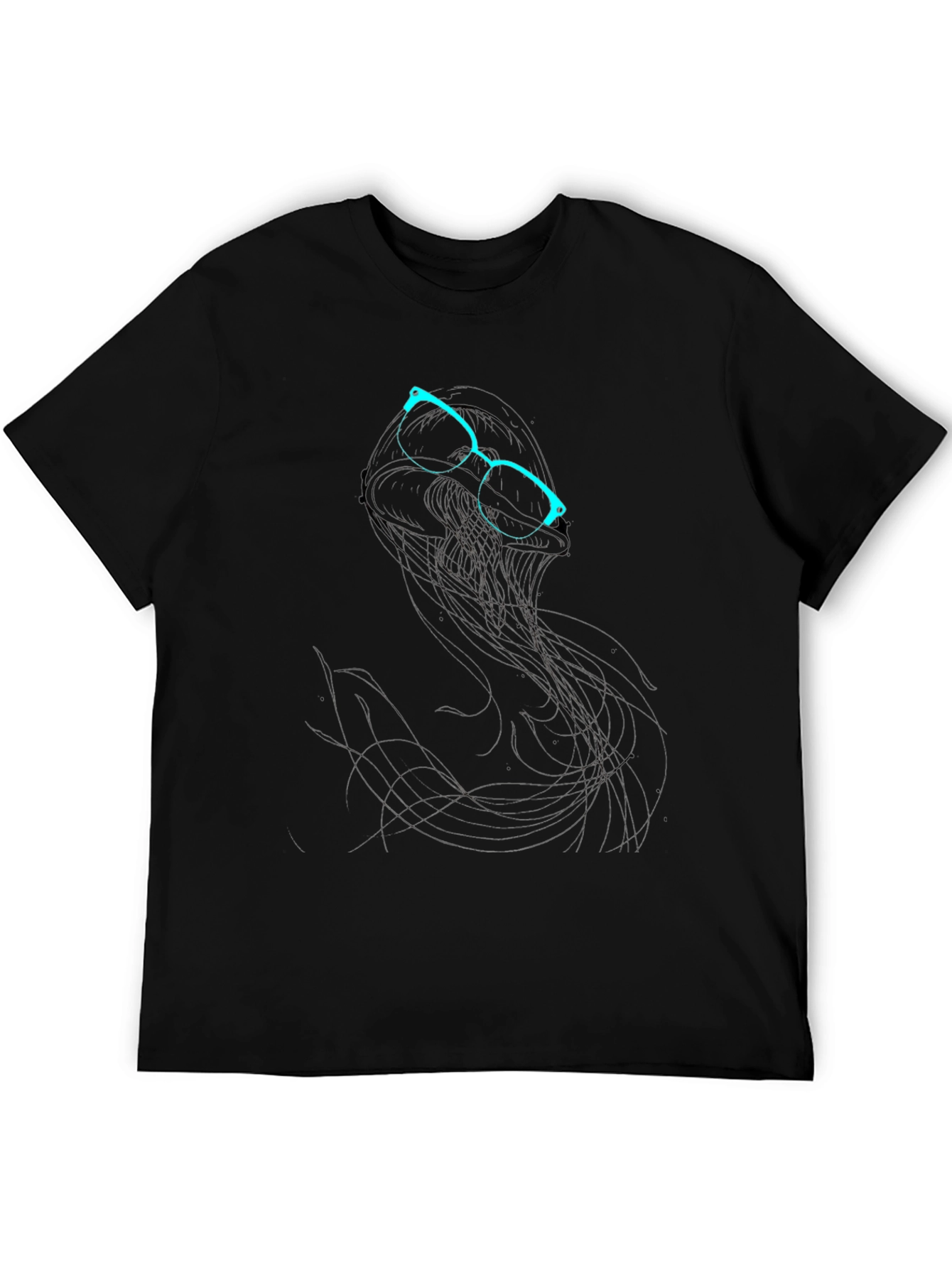 Black Abstract Glasses Graphic Print Black T-Shirt view 5