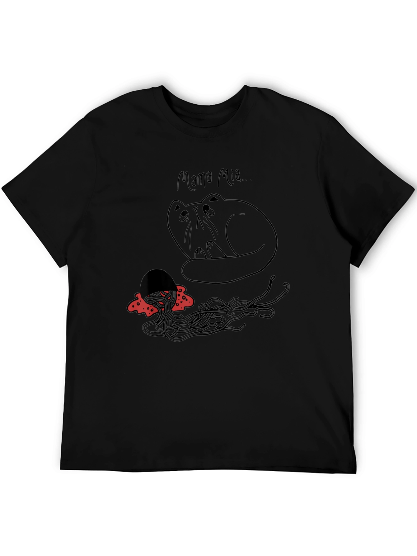 Black Mama Mia Cat & Spaghetti Graphic T-Shirt view 5