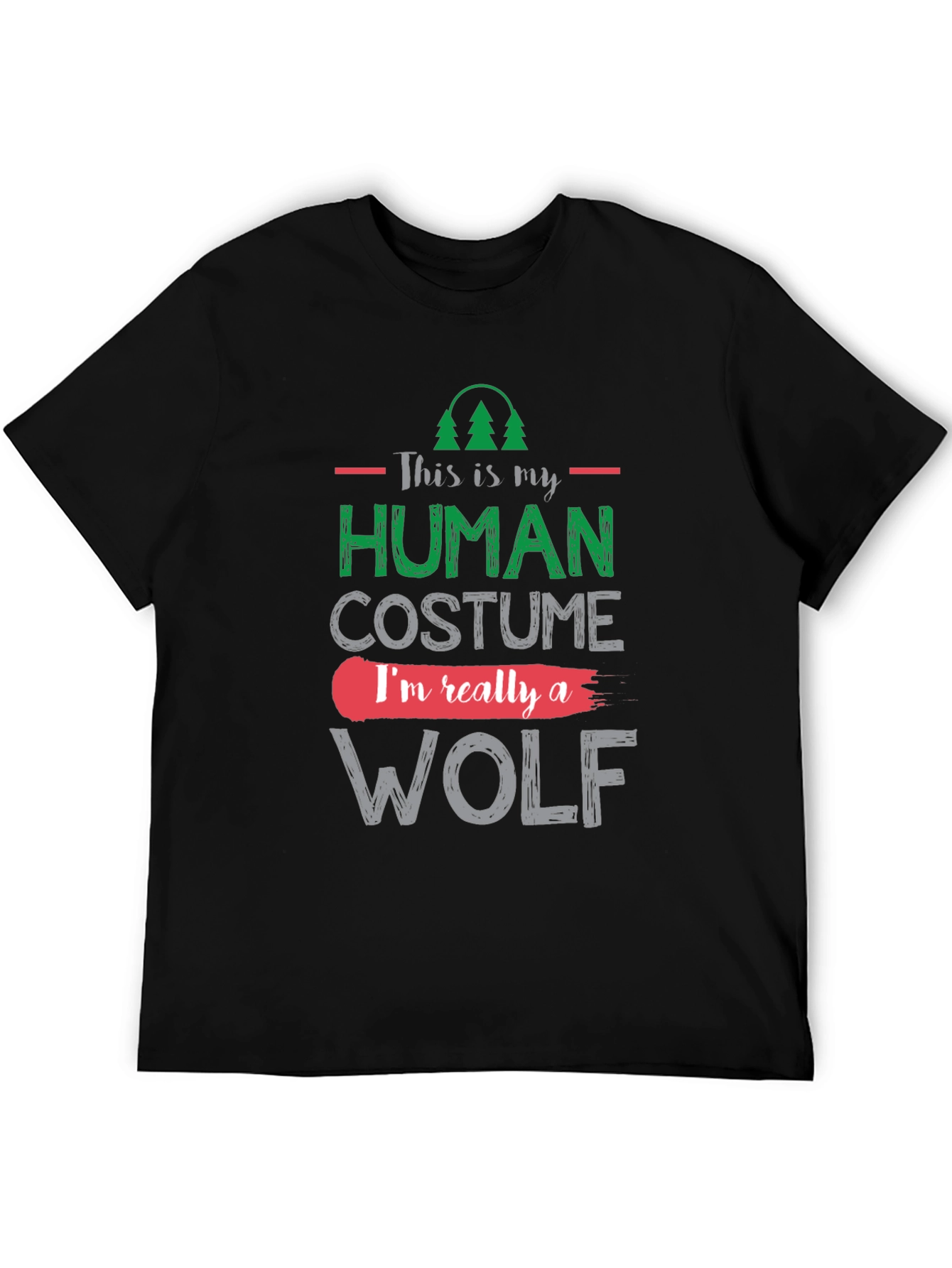 Black Human Costume Wolf Graphic T-Shirt view 5
