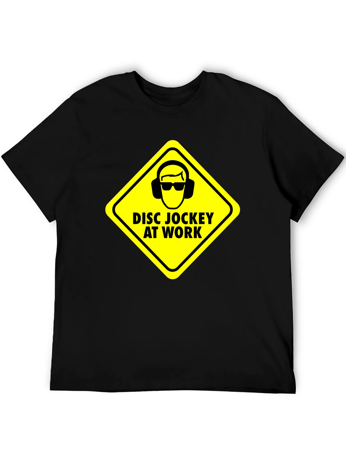 Black Disc Jockey at Work Warning T-Shirt - Black view 5