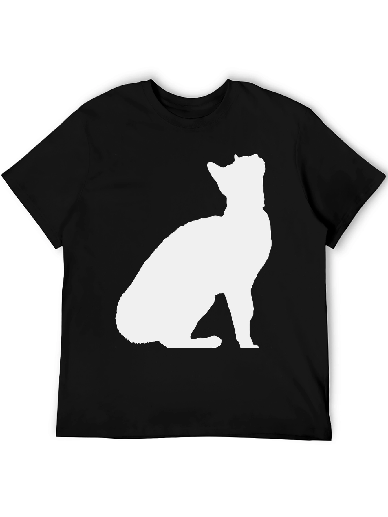 Black Cat Silhouette Graphic Tee - Black Cotton Blend Shirt view 5