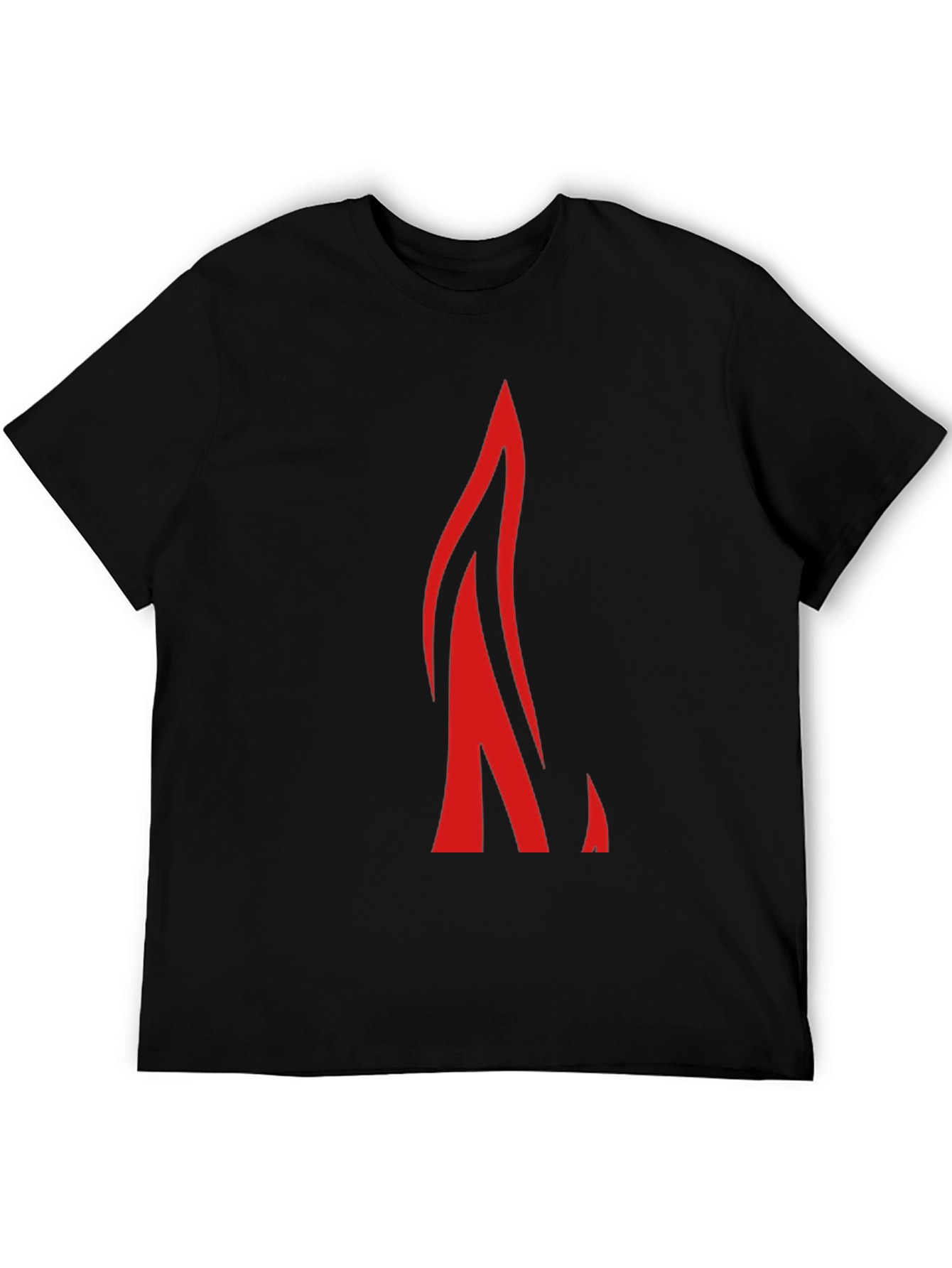 Black Bold Red Flame Graphic Black T-Shirt view 5
