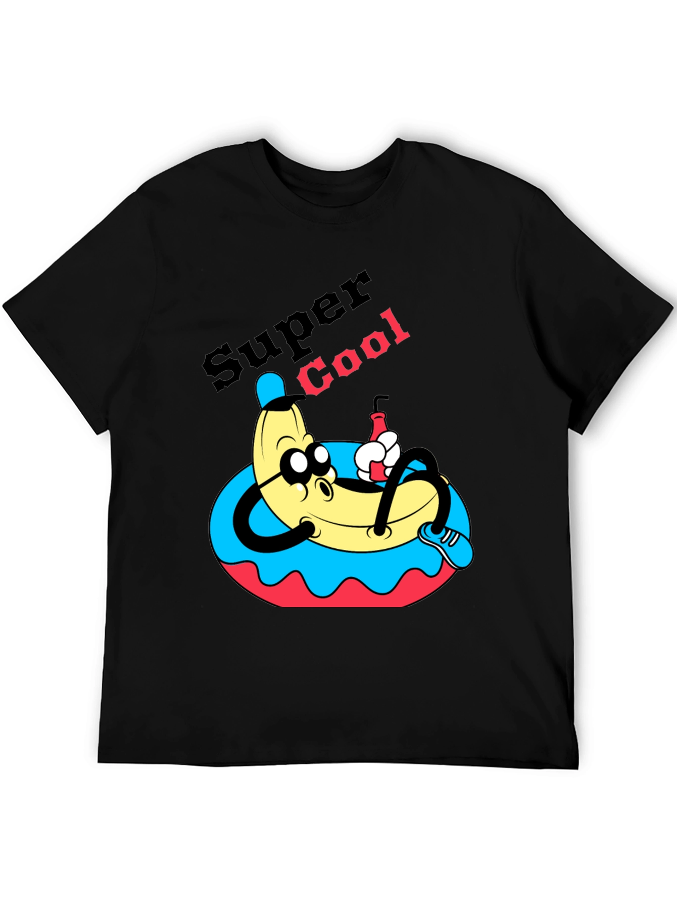 Black Super Cool Banana T-Shirt - Relaxed Cartoon Graphic Tee view 5