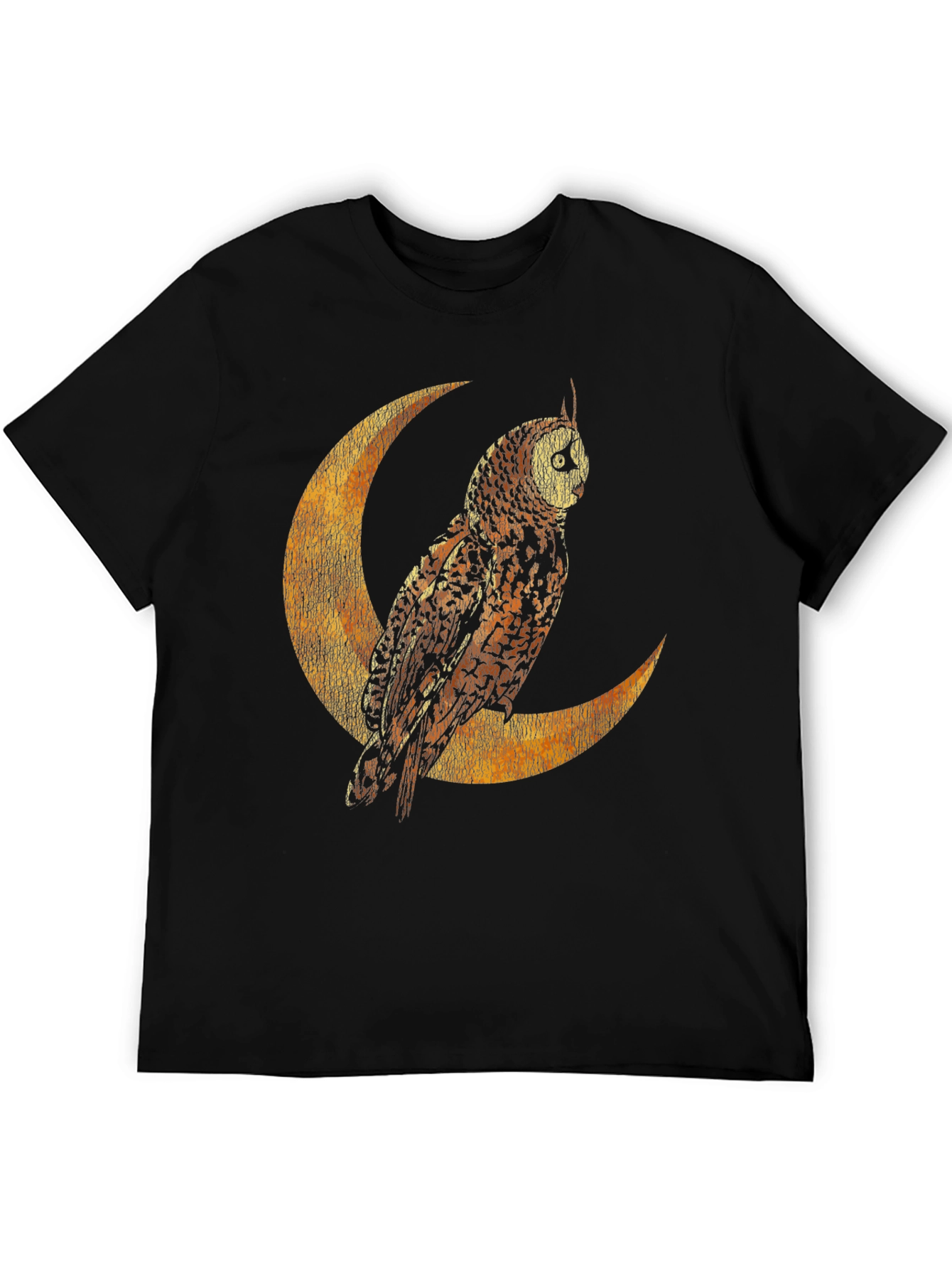 Black Owl on Crescent Moon Graphic Tee - Stylish Unisex T-Shirt view 5