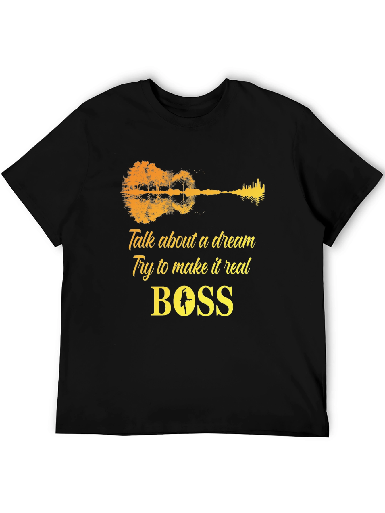 Black Dream Guitar T-Shirt - Black Cotton Graphic Tee view 5