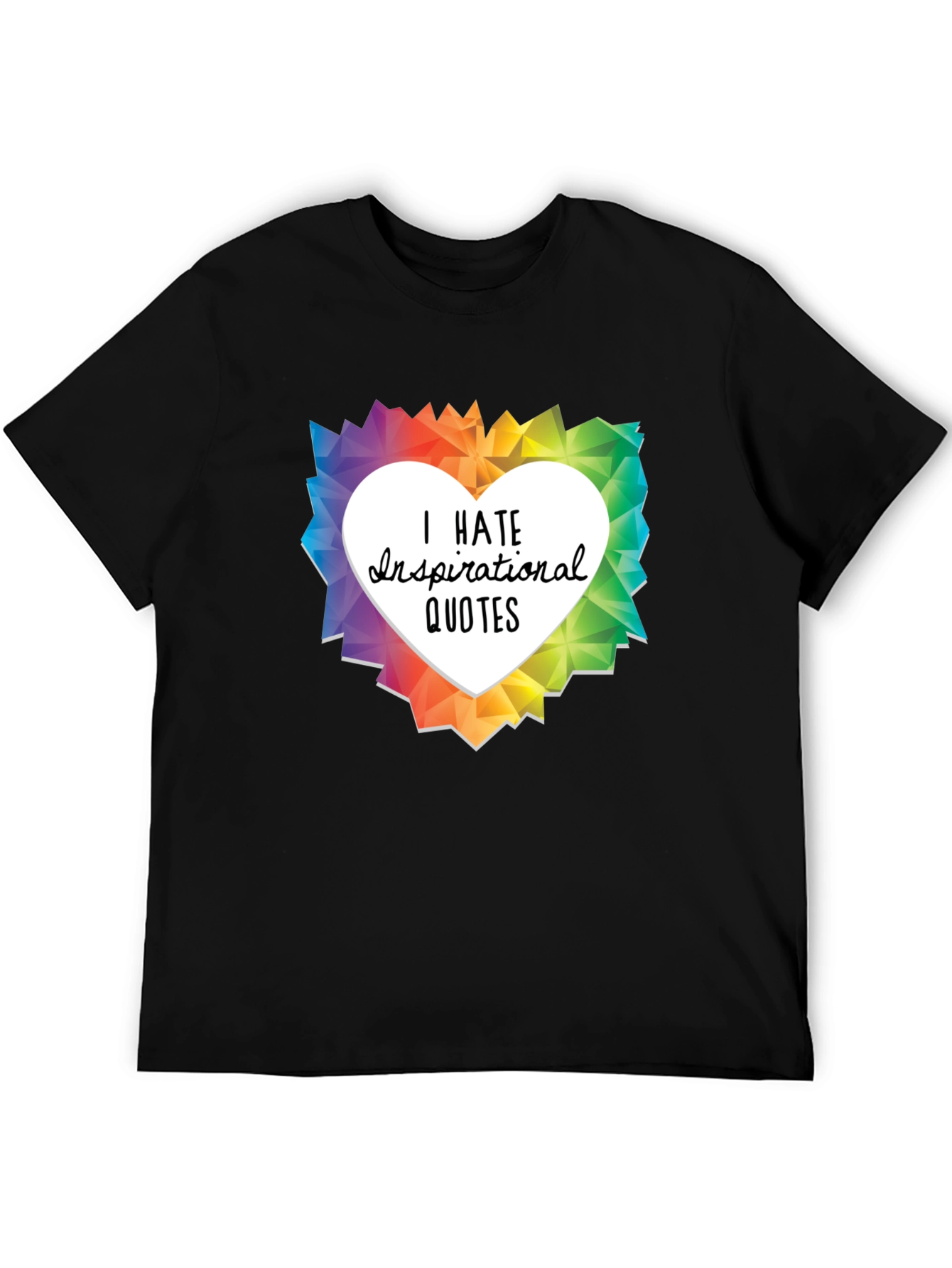 Black I Hate Inspirational Quotes Graphic T-Shirt view 5