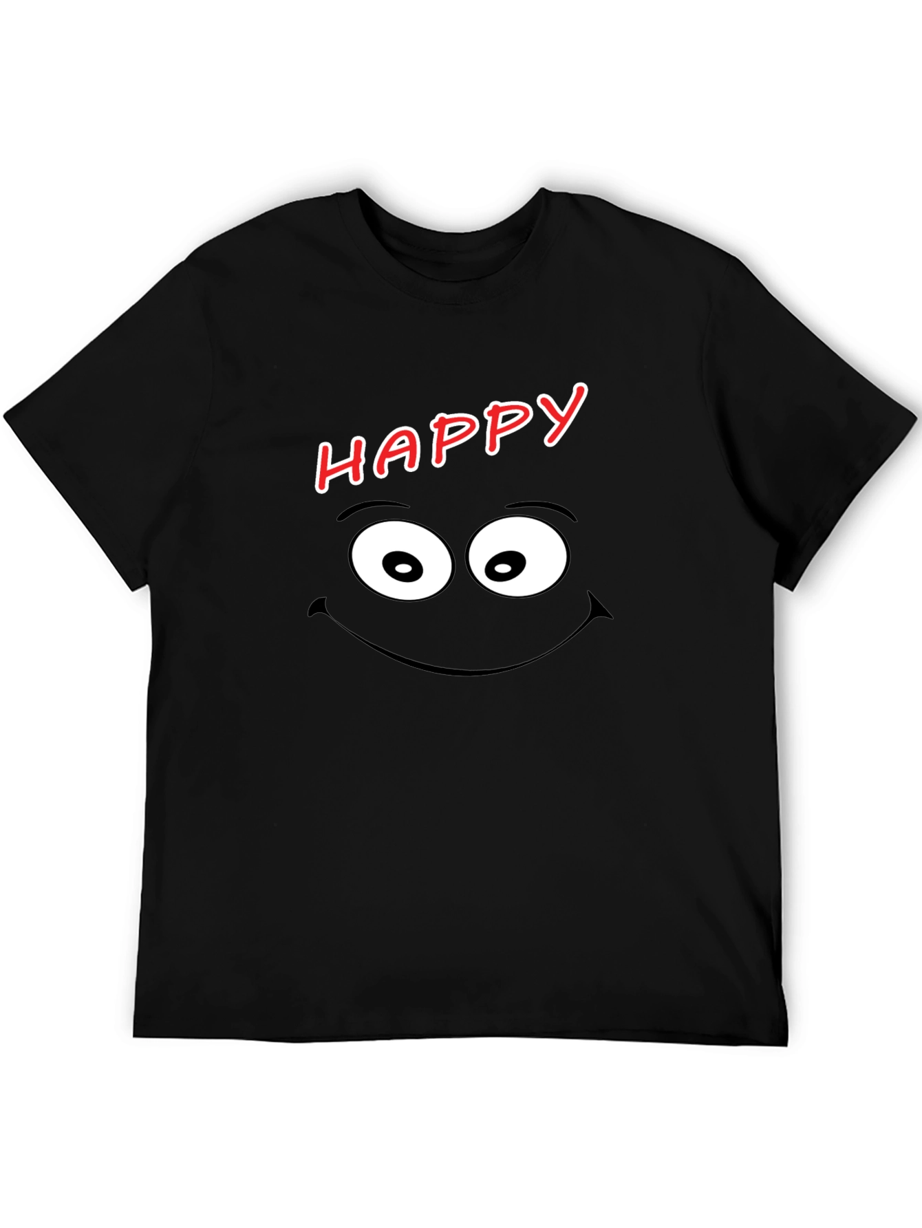 Black Happy Face Graphic Tee - Men's Black T-Shirt view 5