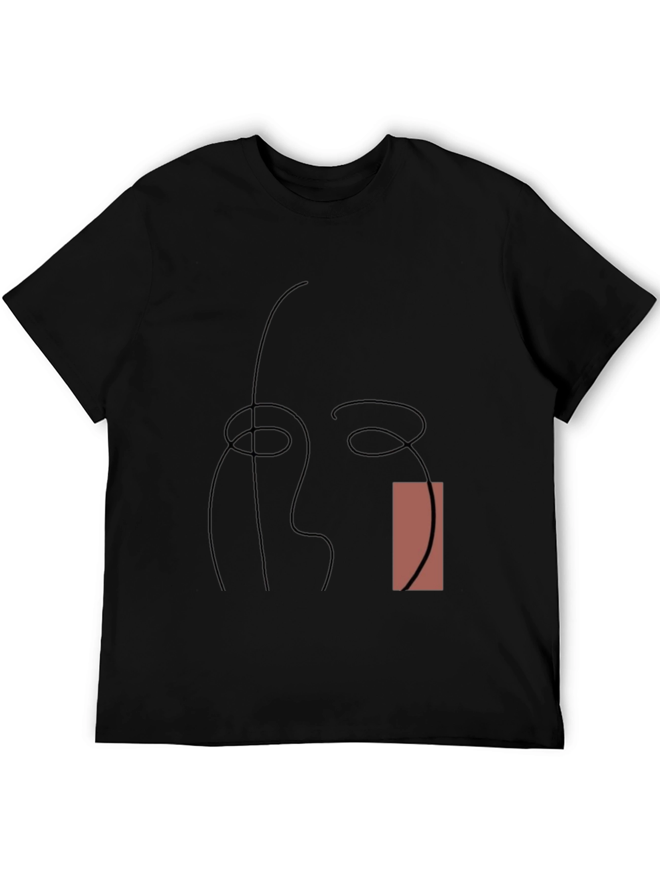 Black Abstract Line Art Graphic Tee - Modern Style view 5