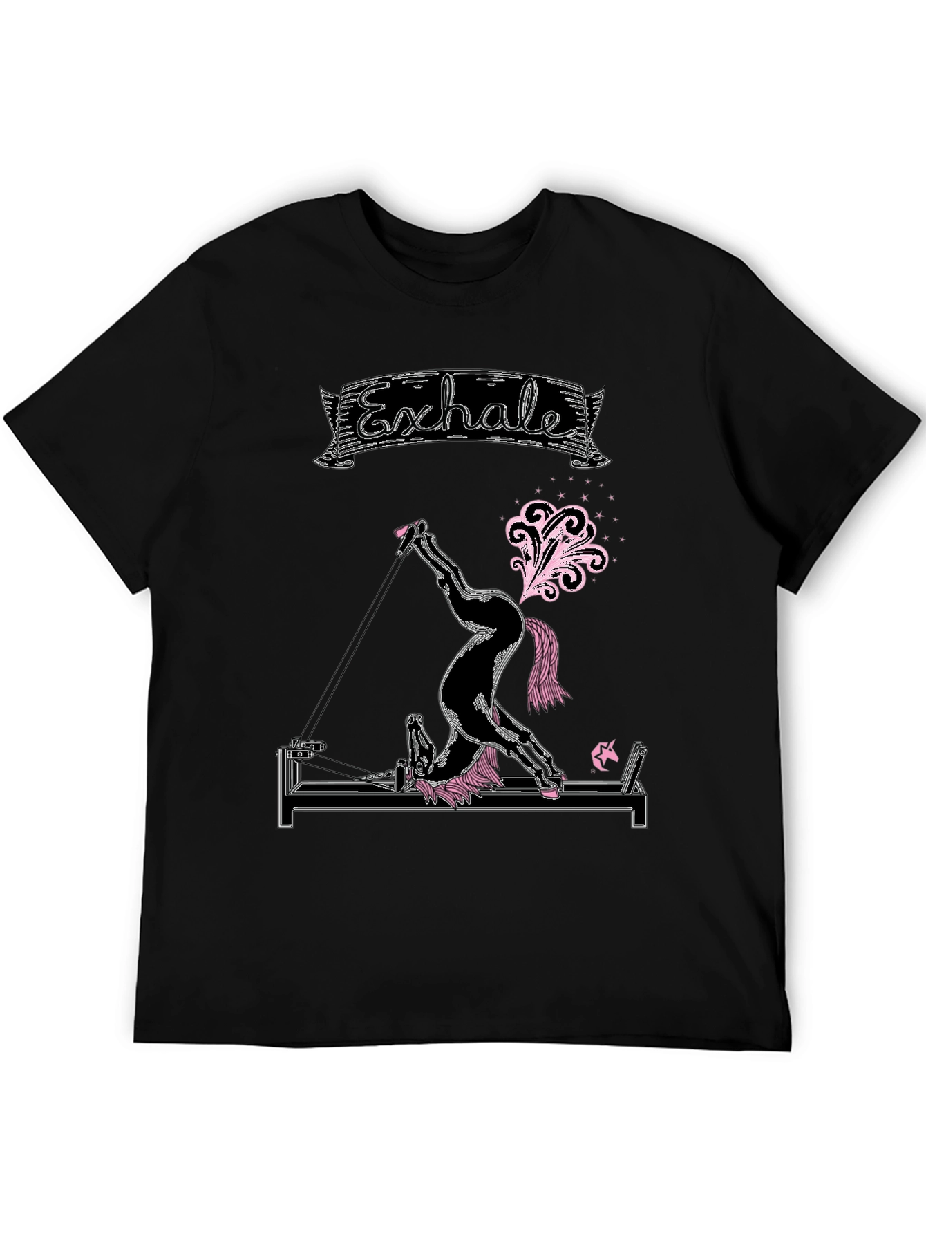 Black Exhale Pilates Horse T-Shirt Funny Exercise Graphic Tee view 5