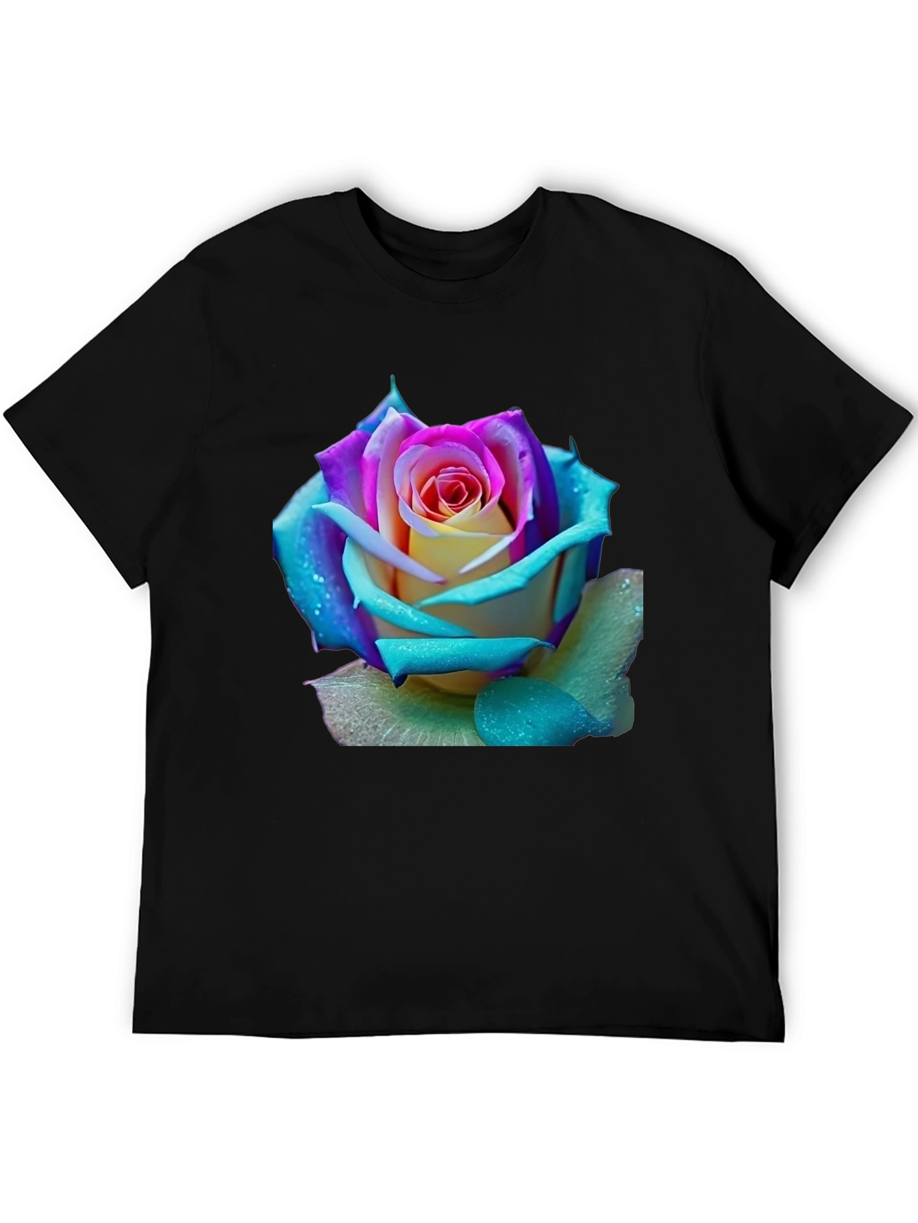 Black Rose Graphic Tee - Vibrant Floral Design view 5