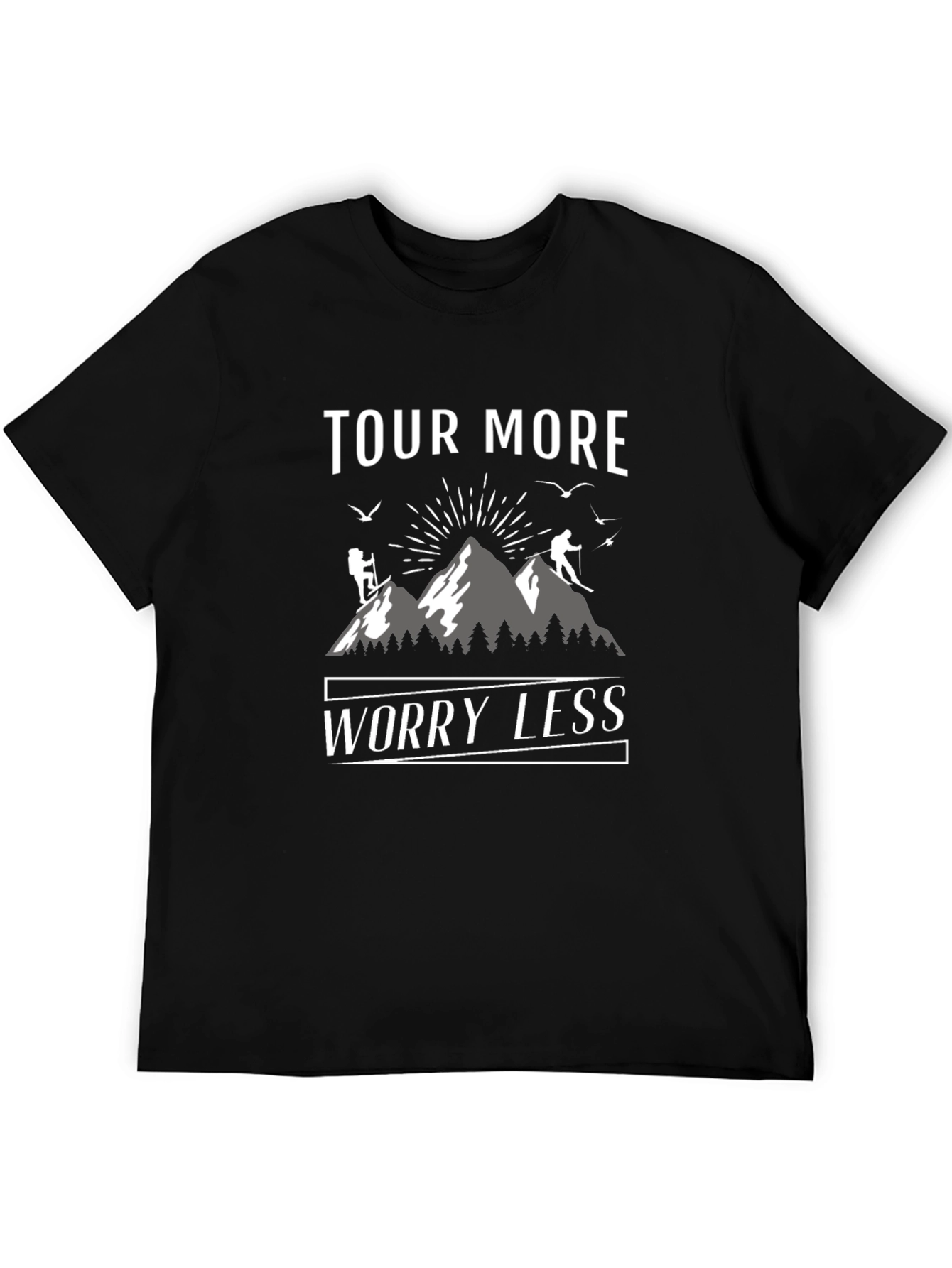Tour More Worry Less Mountain Adventure Black T-Shirt - 5