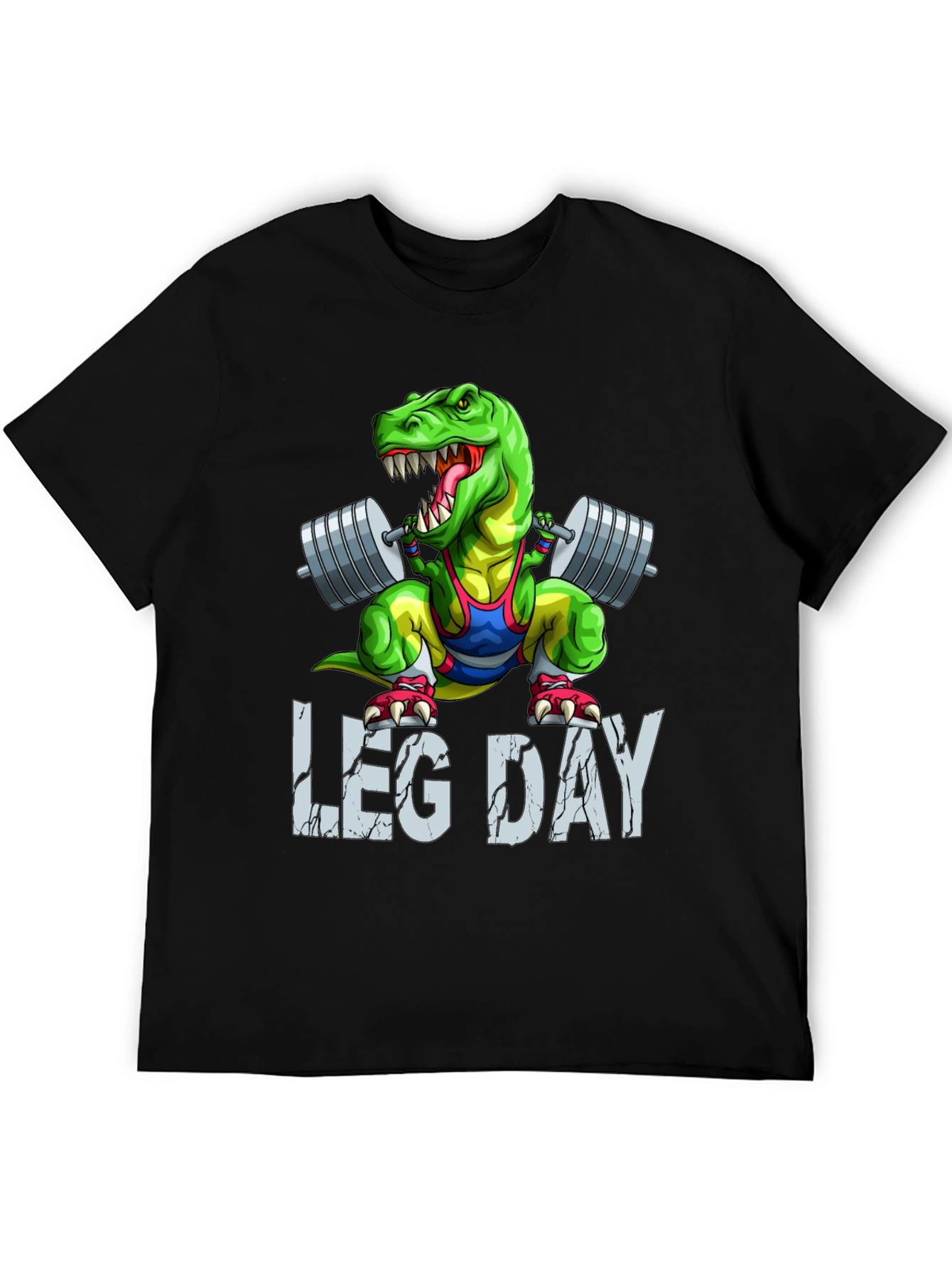 Black Dino Leg Day T-Shirt: Funny Gym Workout Tee view 5