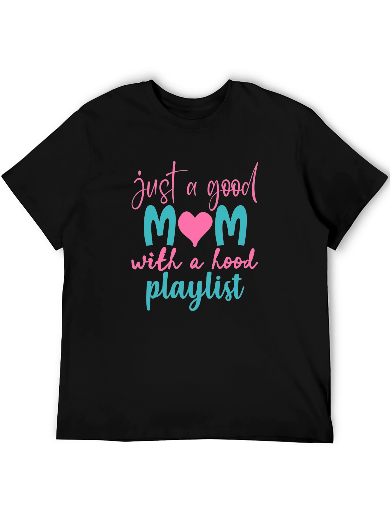 Black Good Mom Hood Playlist Tee view 5