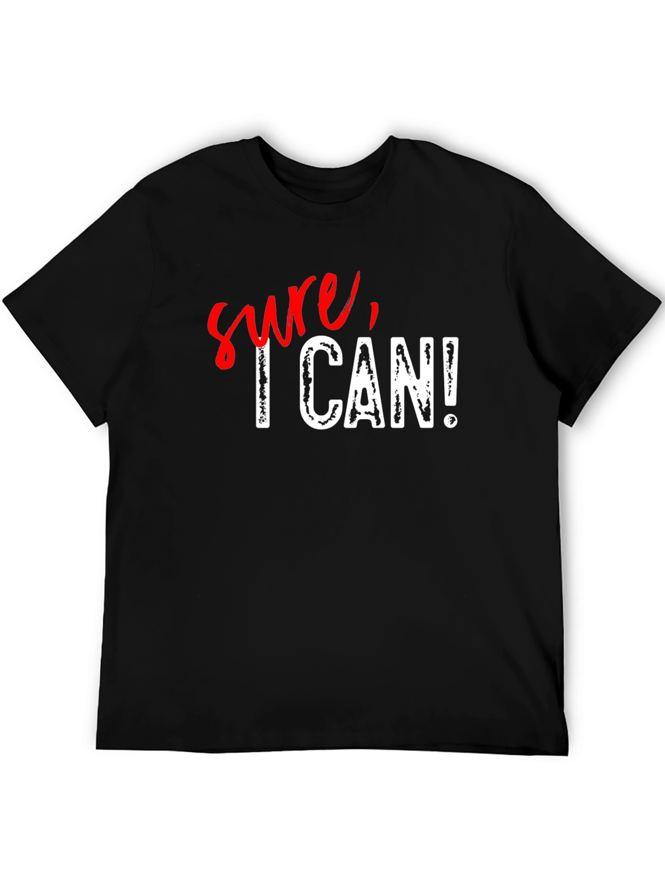 Black Sure, I Can! Graphic Print Black Cotton T-Shirt view 5