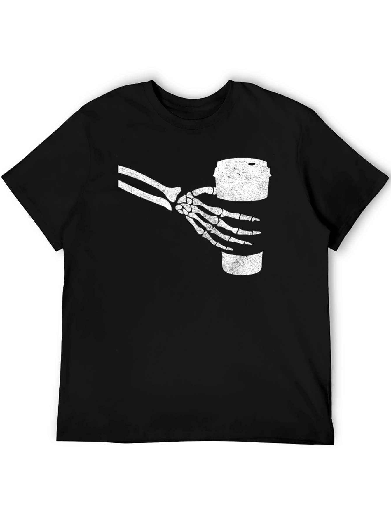 Black Skeleton Hand Holding Drink T-Shirt - Black view 5