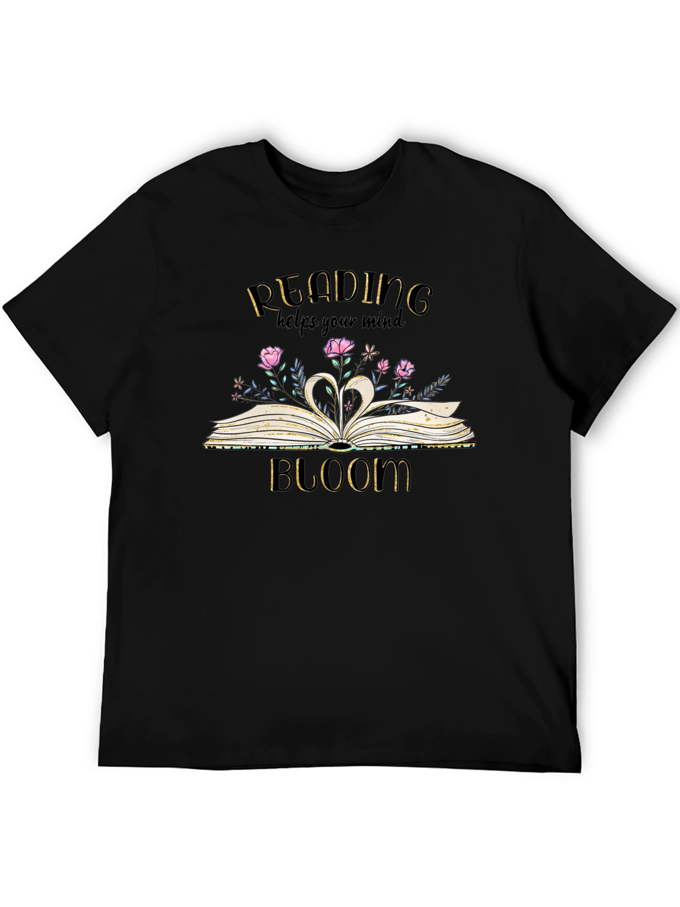 Black Reading Helps Your Mind Bloom T-Shirt view 5
