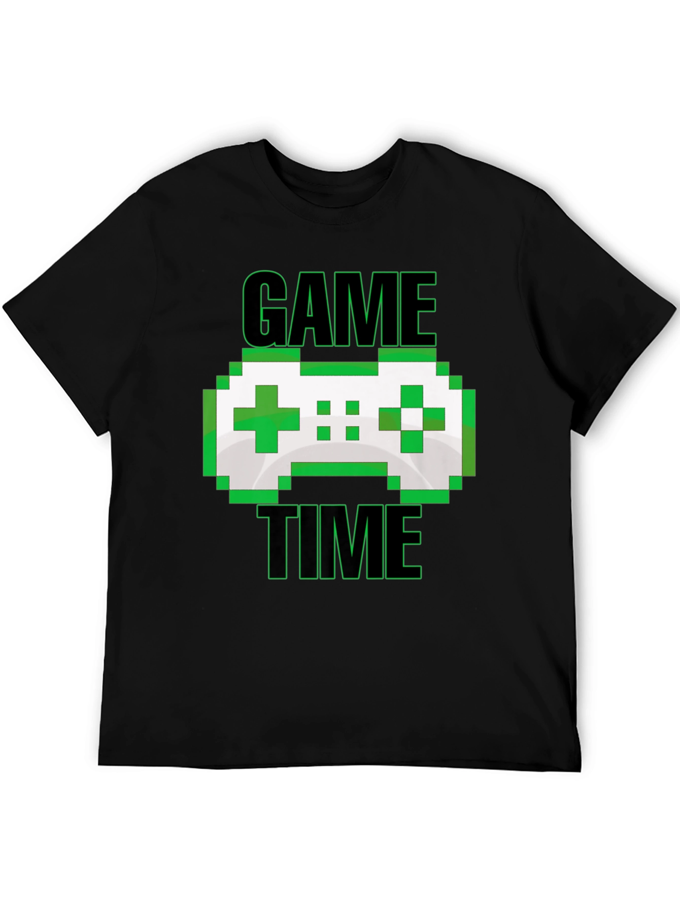 Black Game Time Pixel Controller Graphic T-Shirt view 5