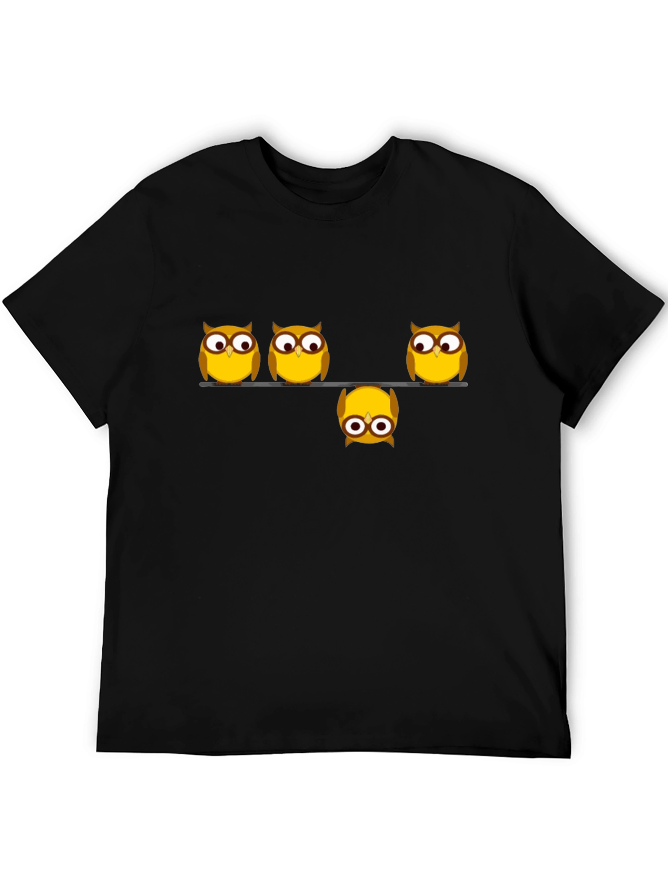Black Whimsical Owl Graphic Tee view 5