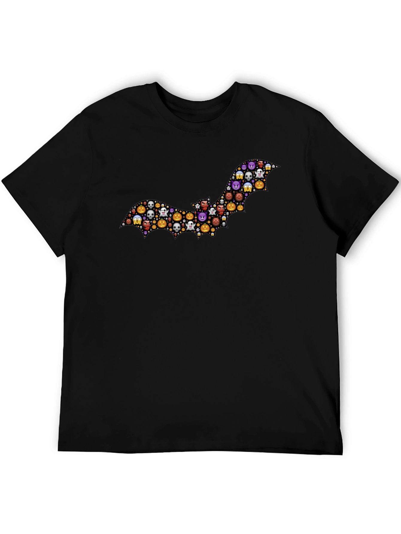 Black Halloween Emoji Bat T-Shirt view 5