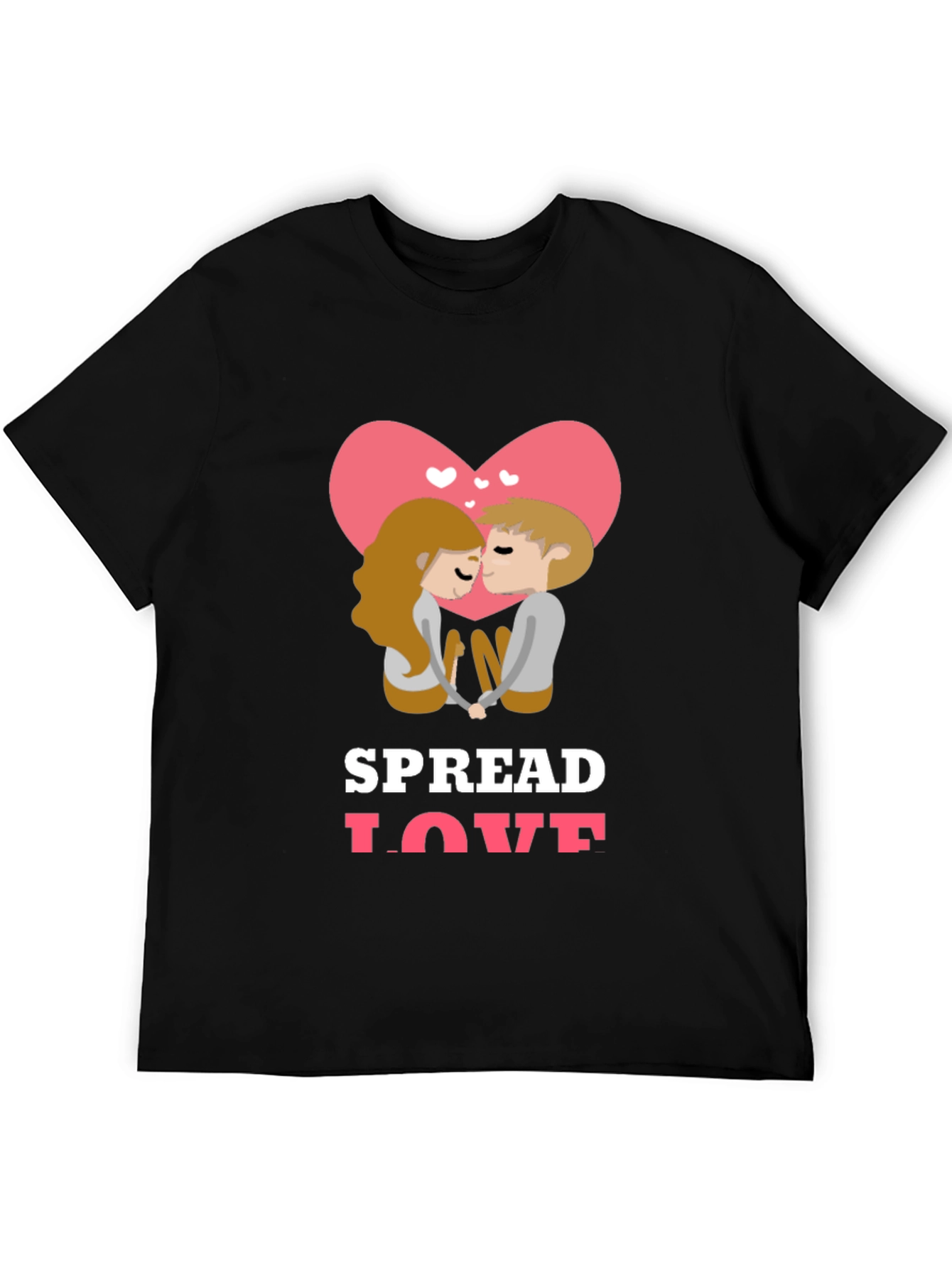 Black Spread Love T-Shirt - Romantic Couple Design view 5