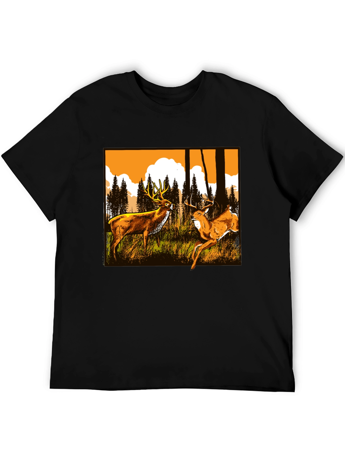 Black Deer Graphic Tee - Wildlife Forest Design view 5
