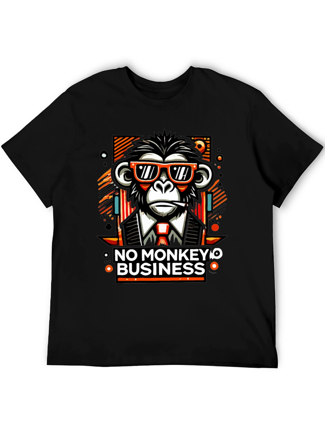 Black No Monkey Business Graphic T-Shirt view 5