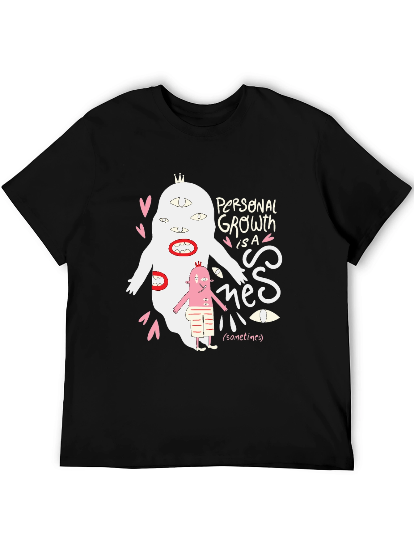 Black Personal Growth Sometimes T-Shirt view 5