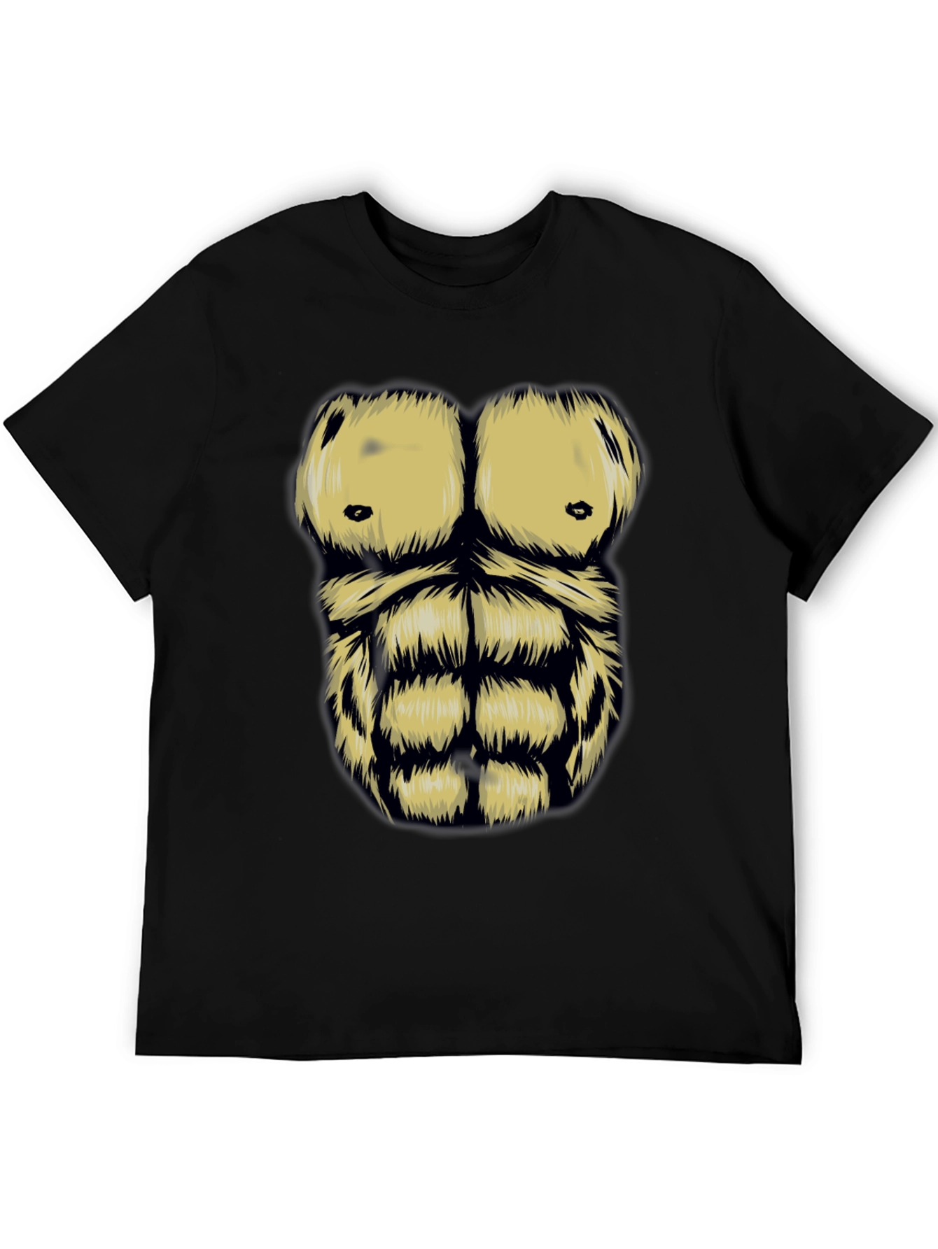Black Funny Muscle Chest T-Shirt - Costume Tee view 5