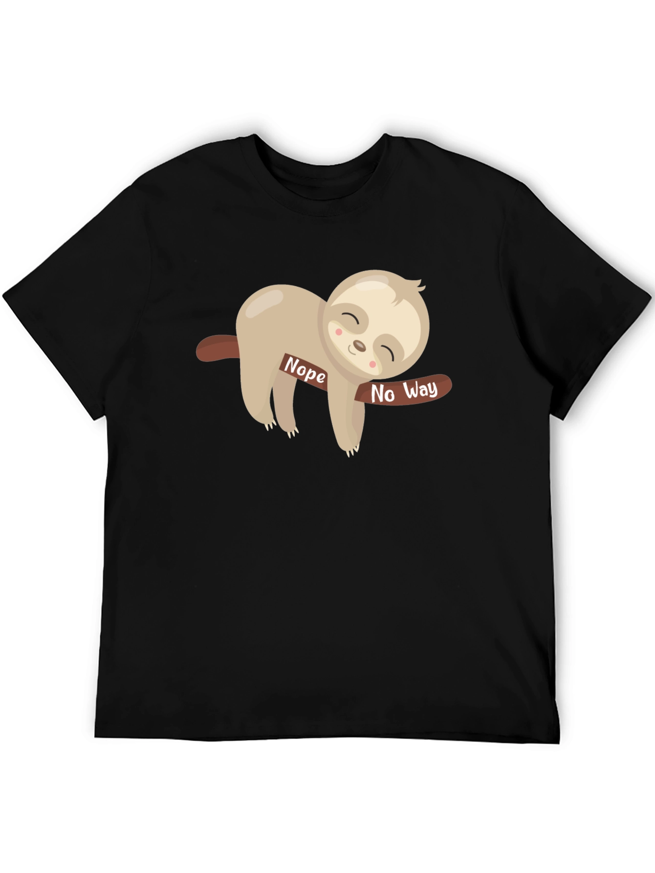 Black Nope No Way Sloth T-Shirt - Black Crew Neck Tee view 5