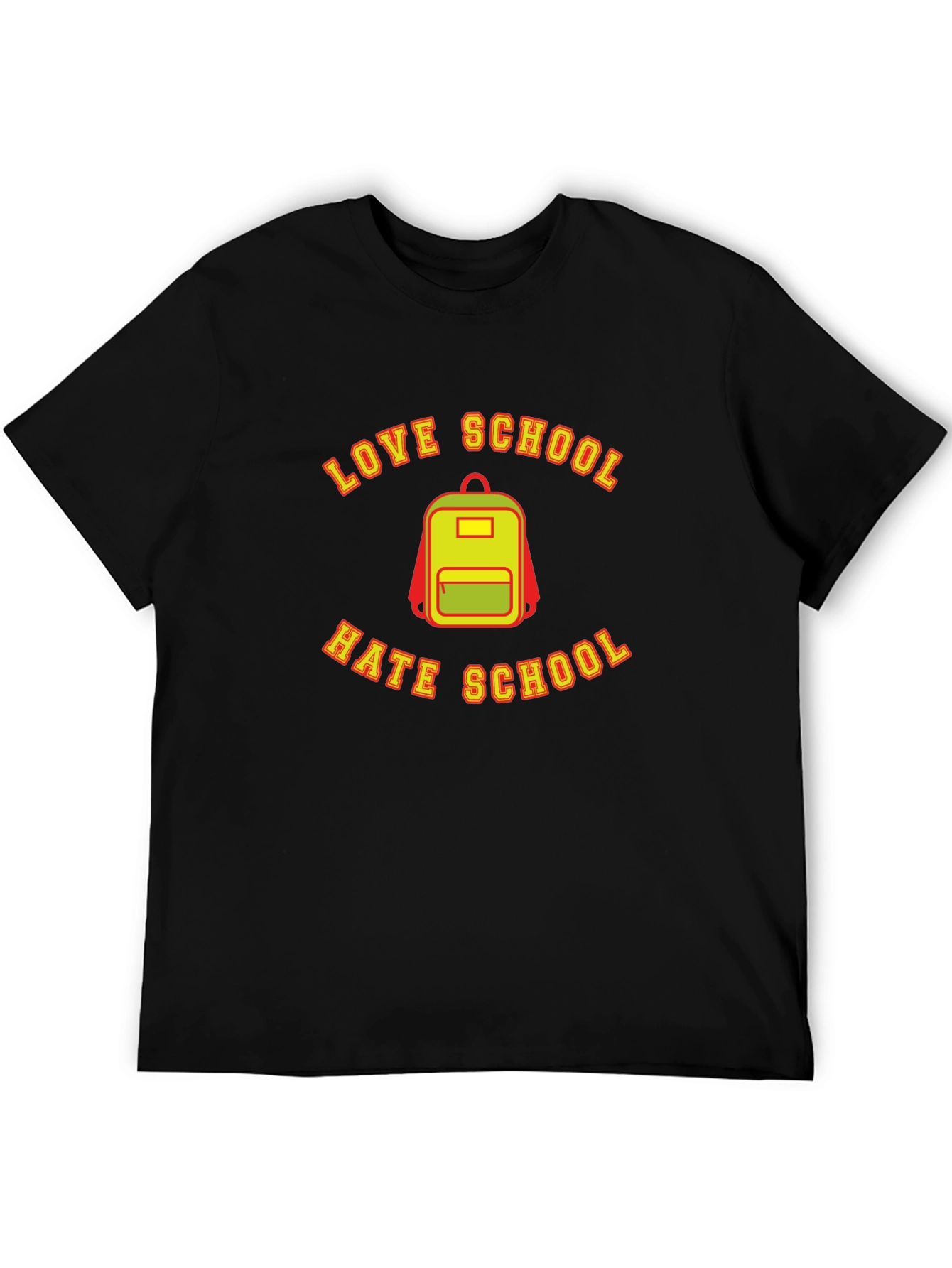 Black Love Hate School Backpack Graphic T-Shirt view 5