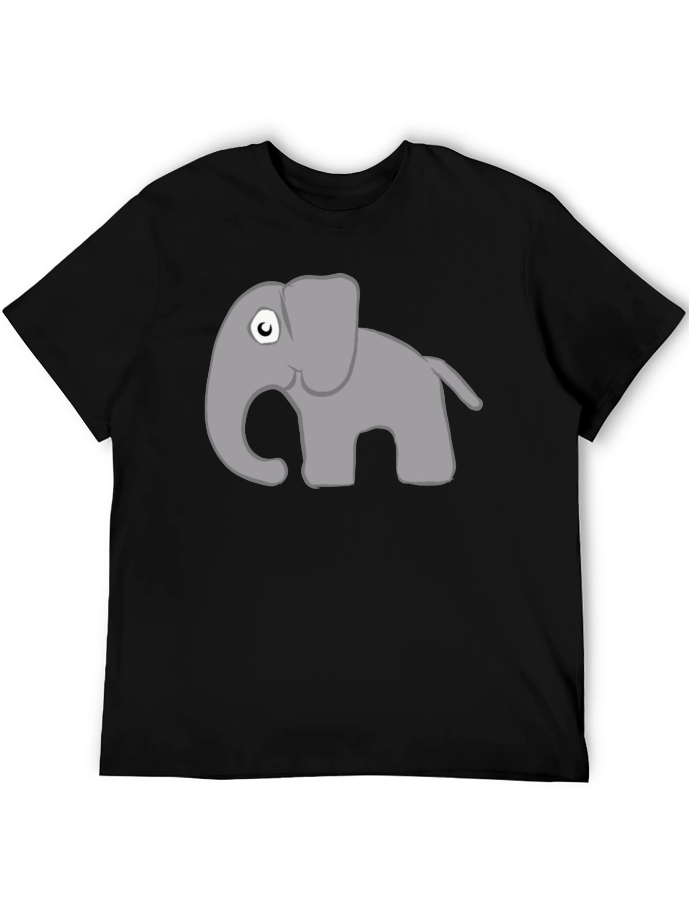 Black Cartoon Elephant Graphic Tee - Soft Cotton Blend view 5