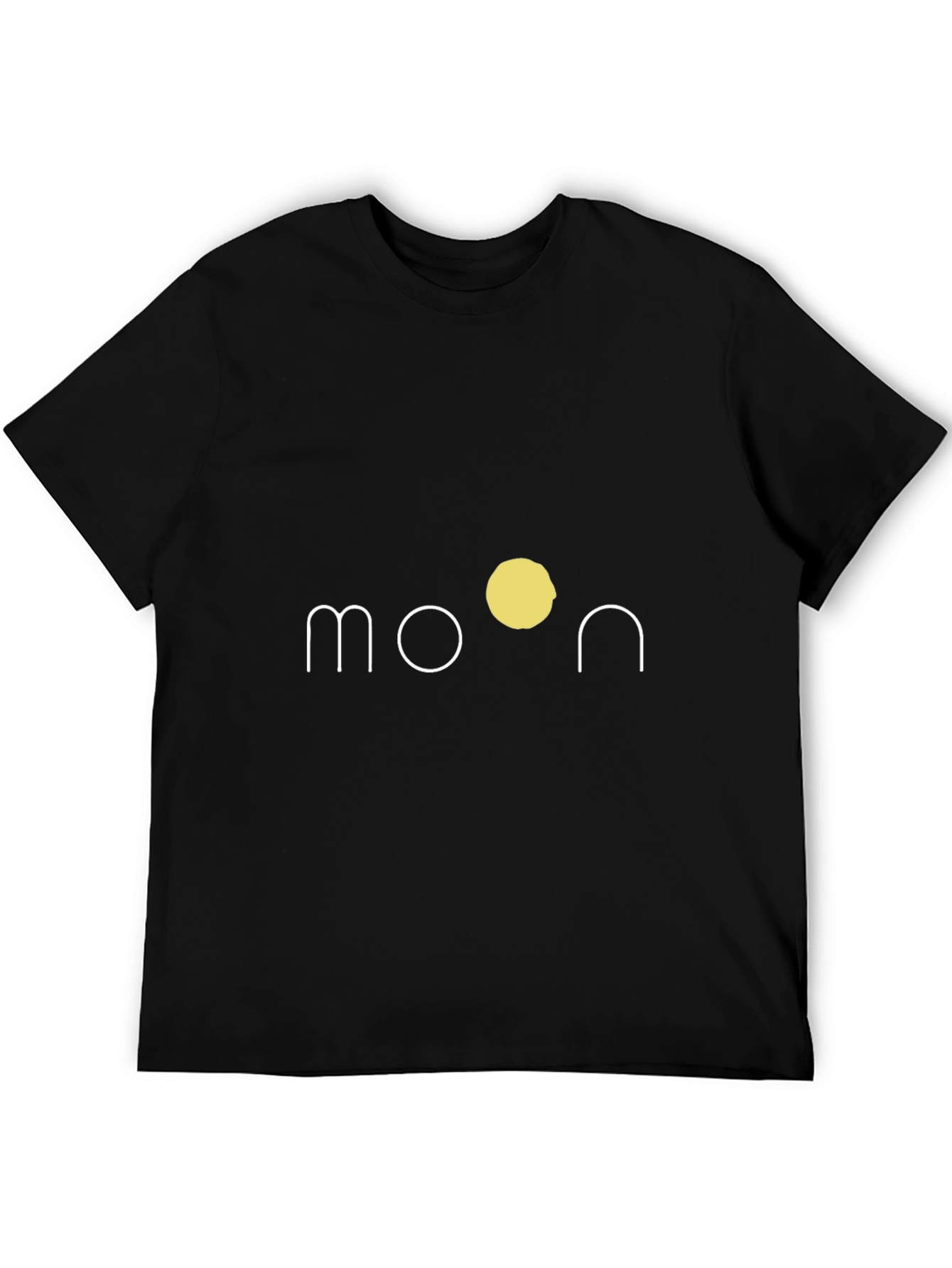 Black Minimalist Moon Graphic Black T-Shirt view 5