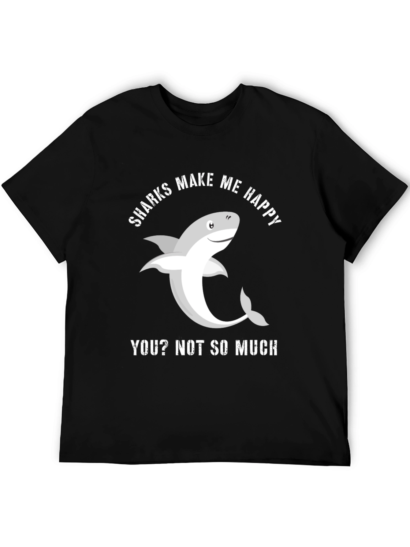 Black Funny Shark T-Shirt - Sharks Make Me Happy view 5