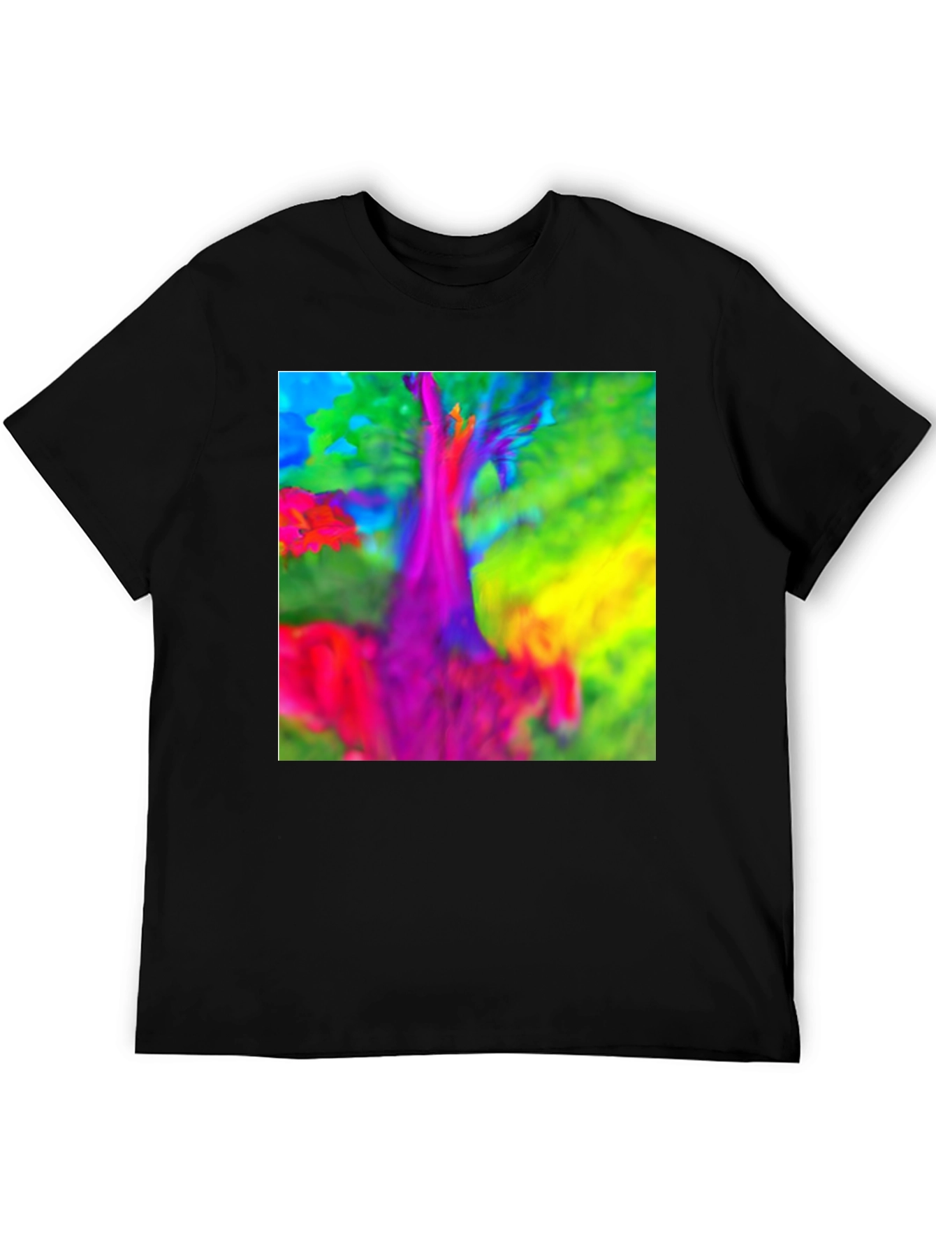 Black Vibrant Tree Graphic T-Shirt view 5