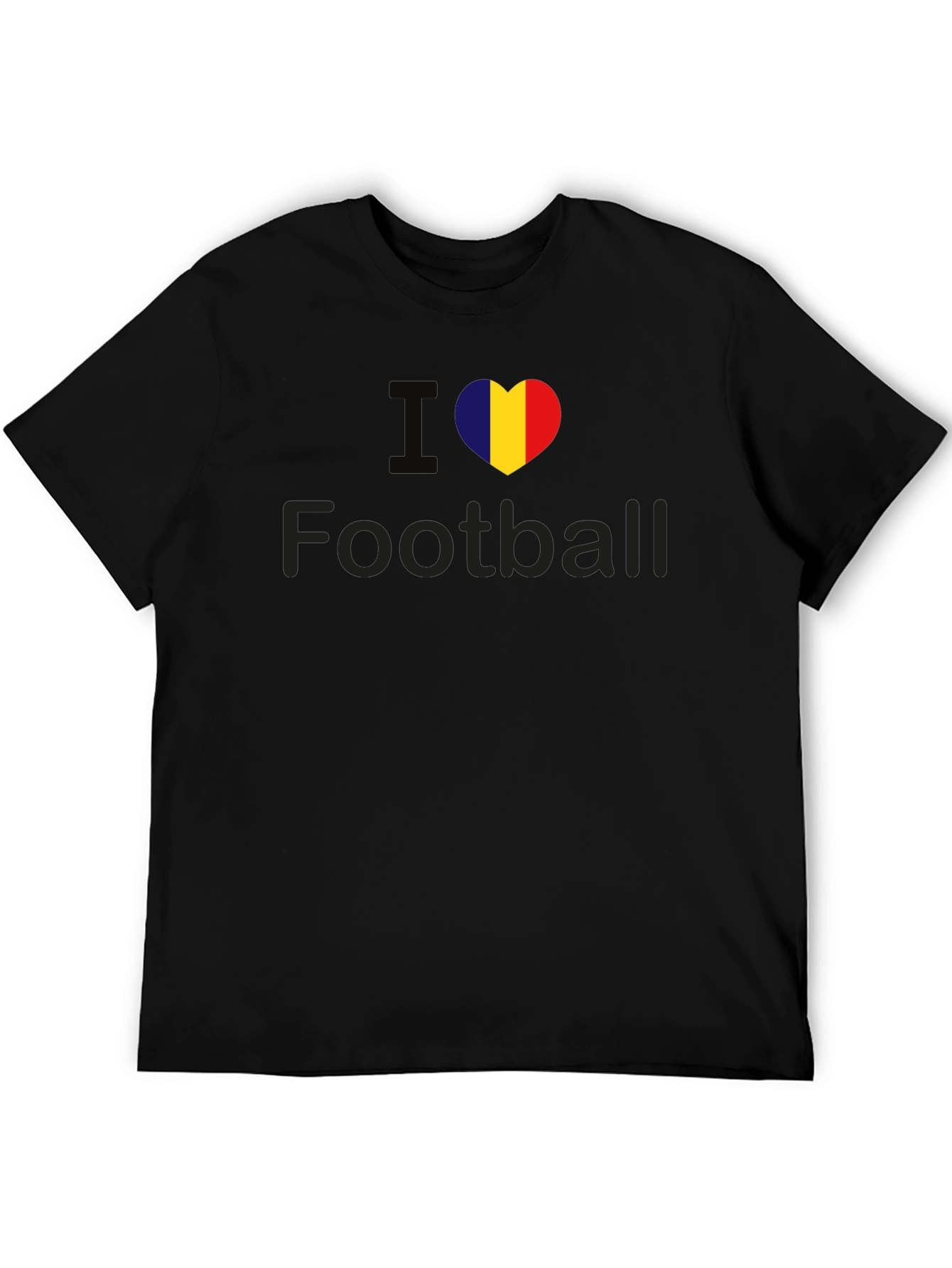 Black I Heart Football Tee - Flag Heart Design view 5