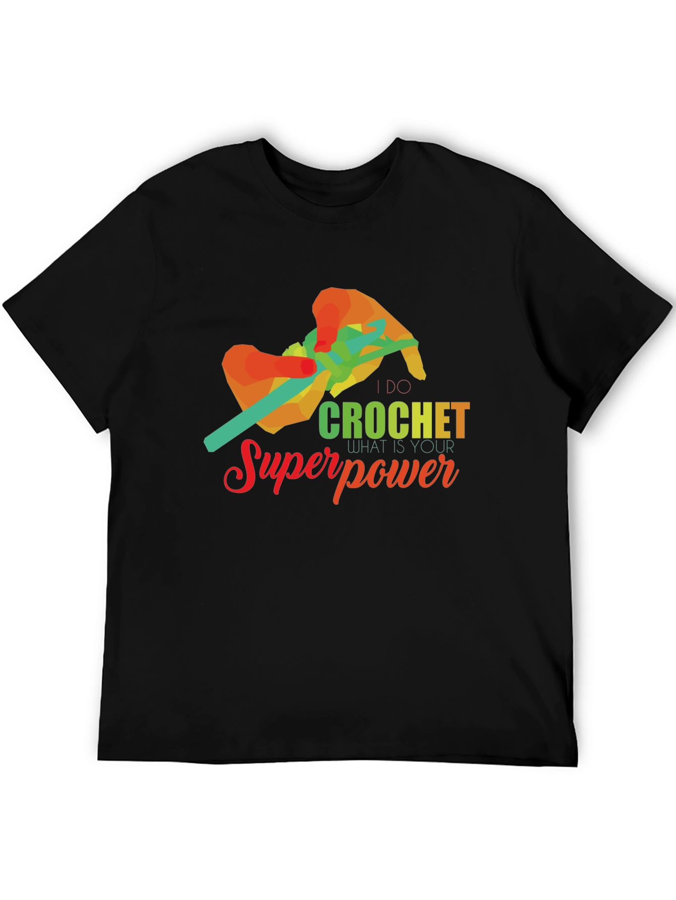 Black Crochet Superpower T-Shirt - Hobby Knit Tee view 5