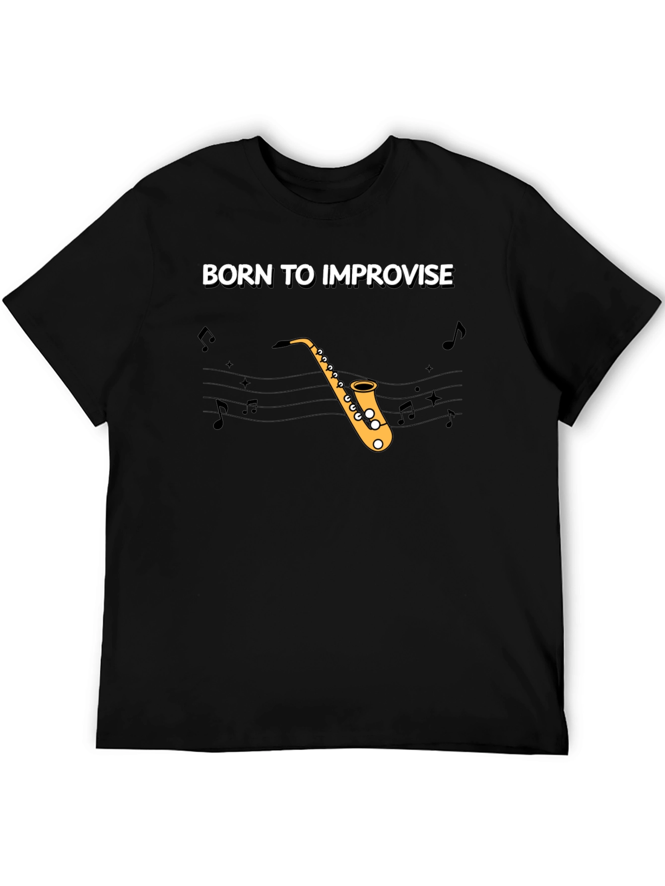 Black Born To Improvise Saxophone T-Shirt view 5
