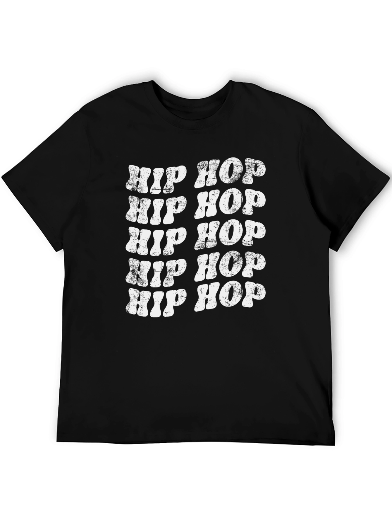 Black Retro Hip Hop T-Shirt - Distressed Design view 5