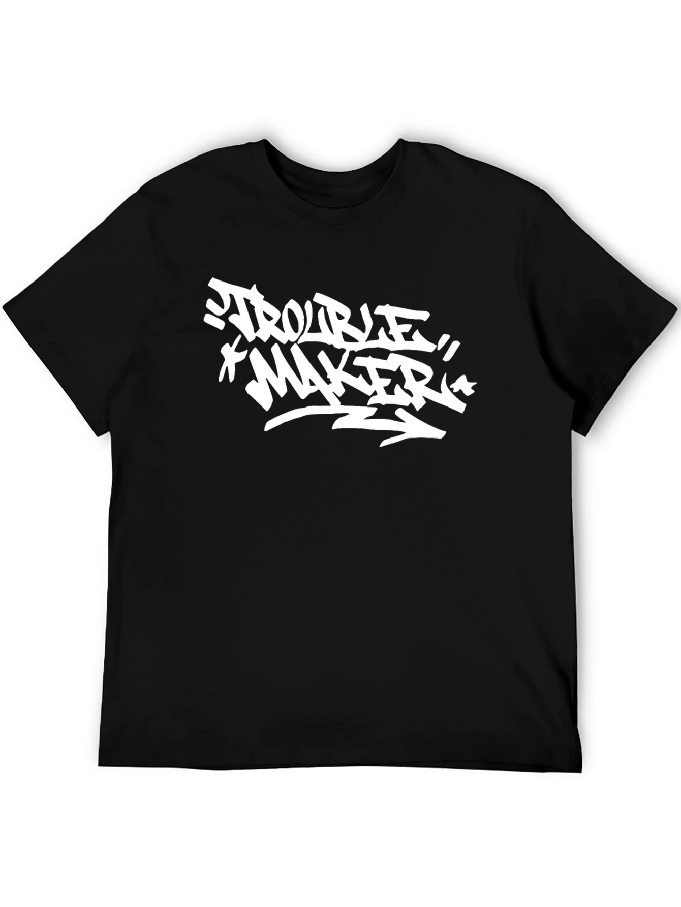 Black Trouble Maker Black Graphic Tee for Men view 5
