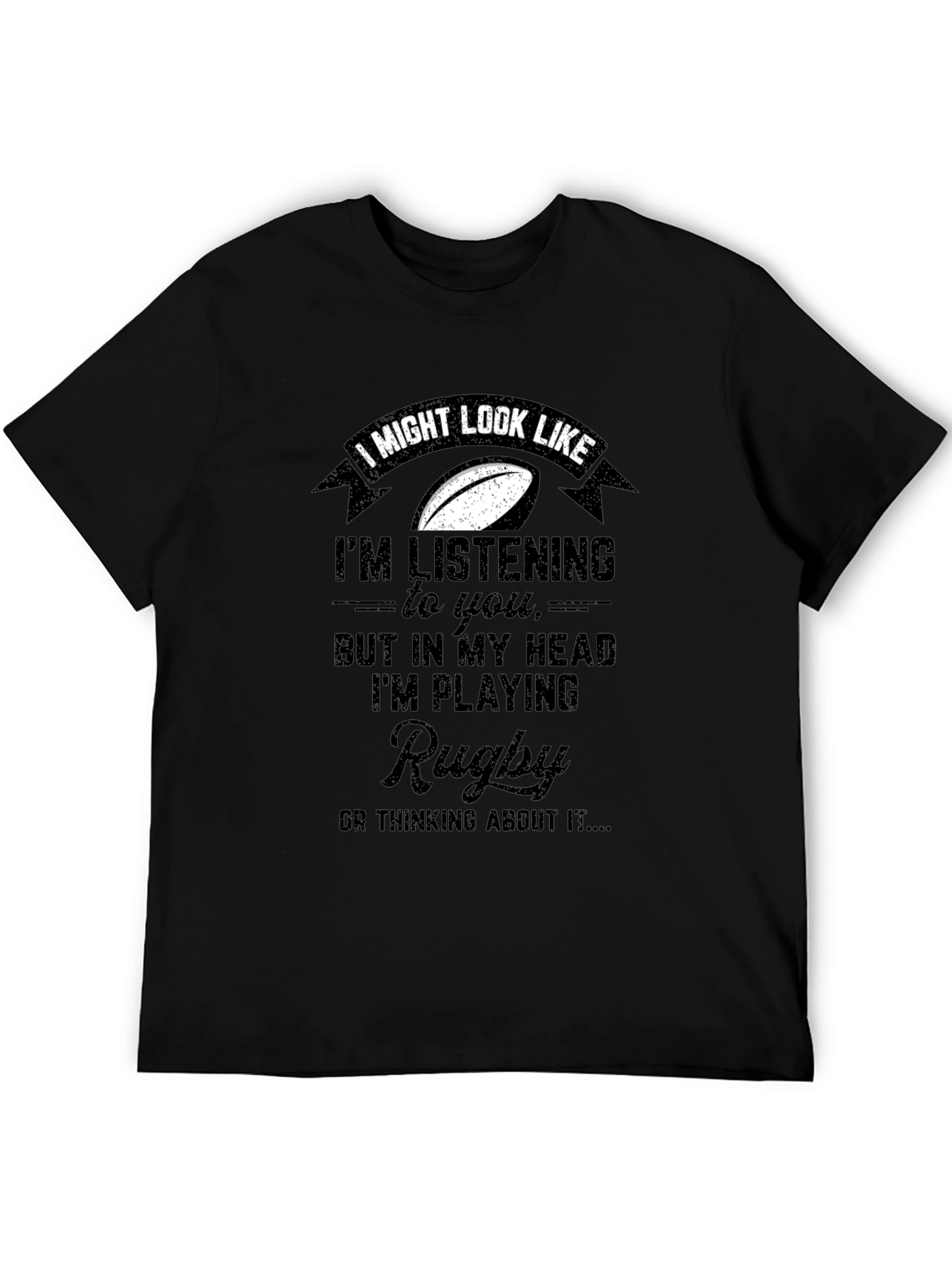 Black Rugby Player T-Shirt Funny Sport Tee view 5