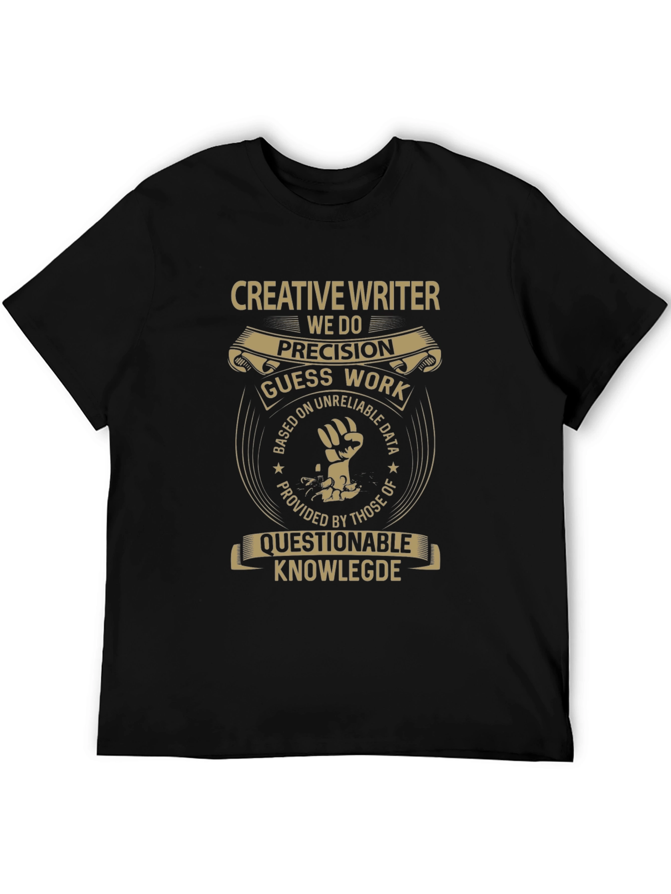Black Creative Writer Black Graphic T-Shirt view 5
