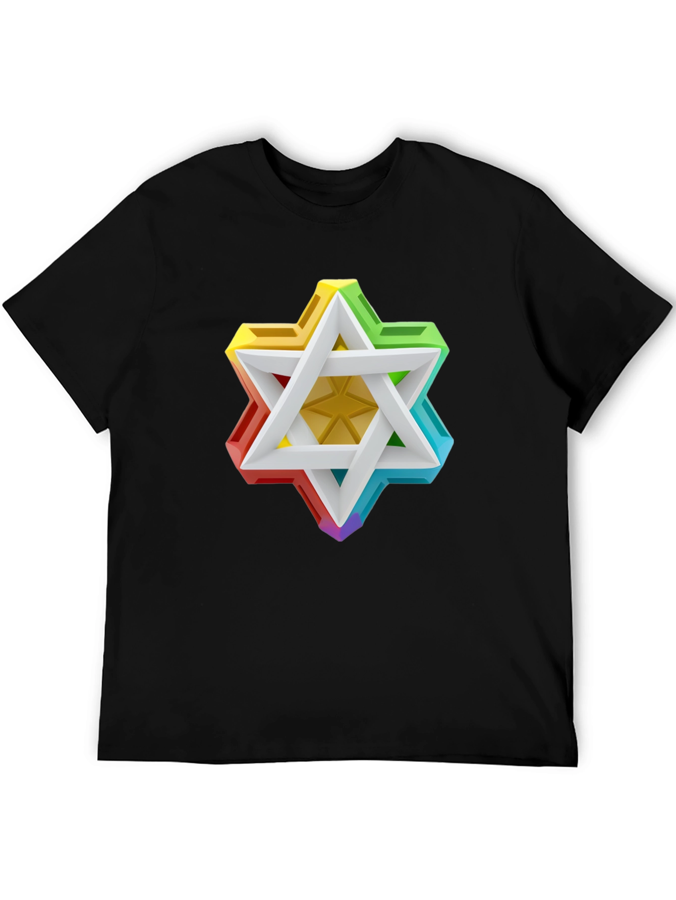 Black Rainbow Star of David Graphic Tee view 5