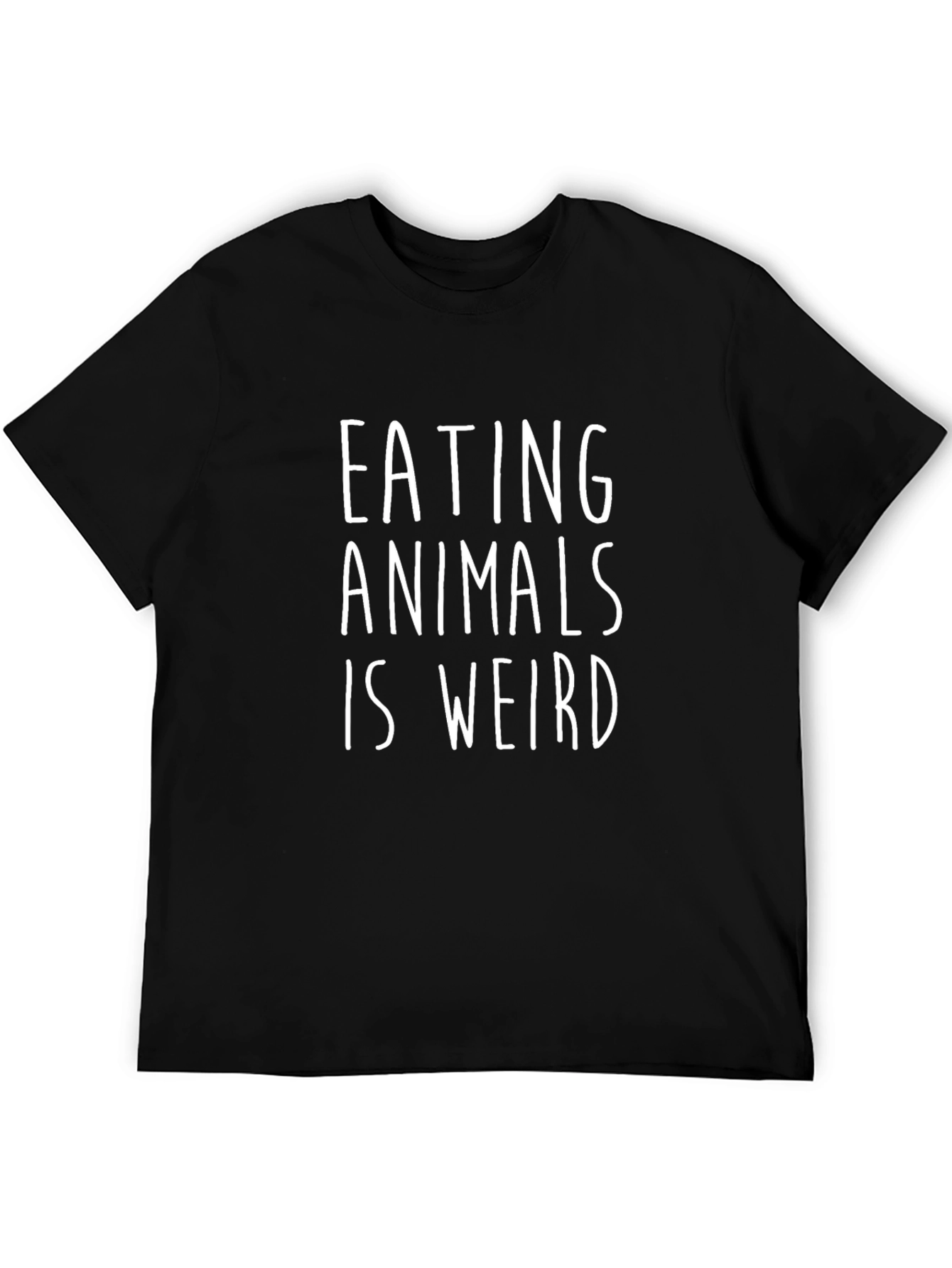 Black Vegan Statement T-Shirt - Eating Animals is Weird view 5