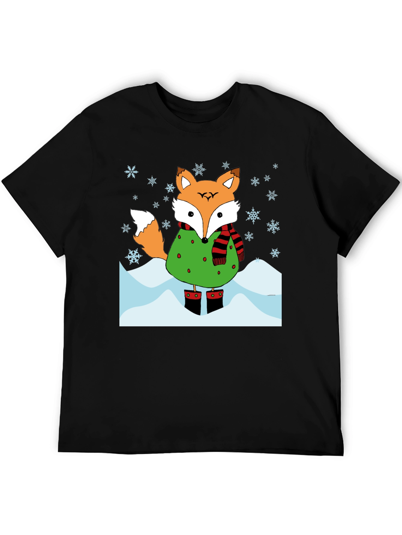 Black Winter Fox Graphic T-Shirt view 5