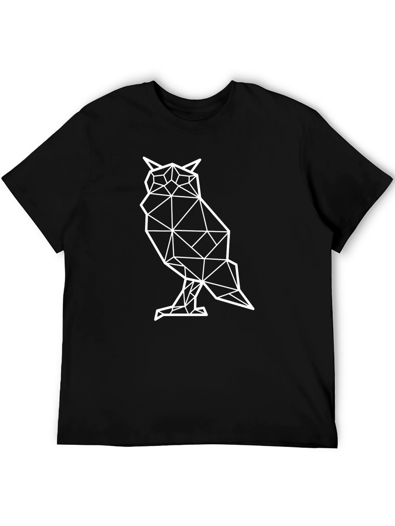 Black Geometric Owl Graphic T-Shirt - Black view 5