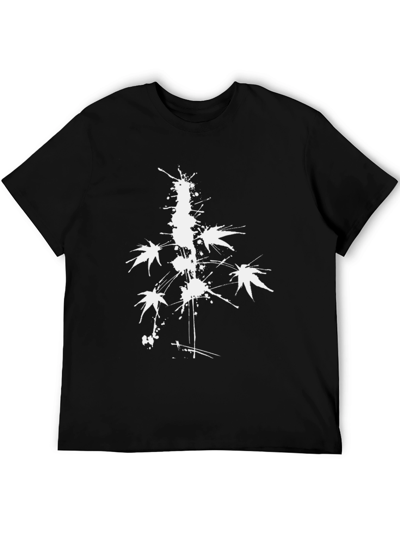 Black Abstract White Print Black T-Shirt view 5